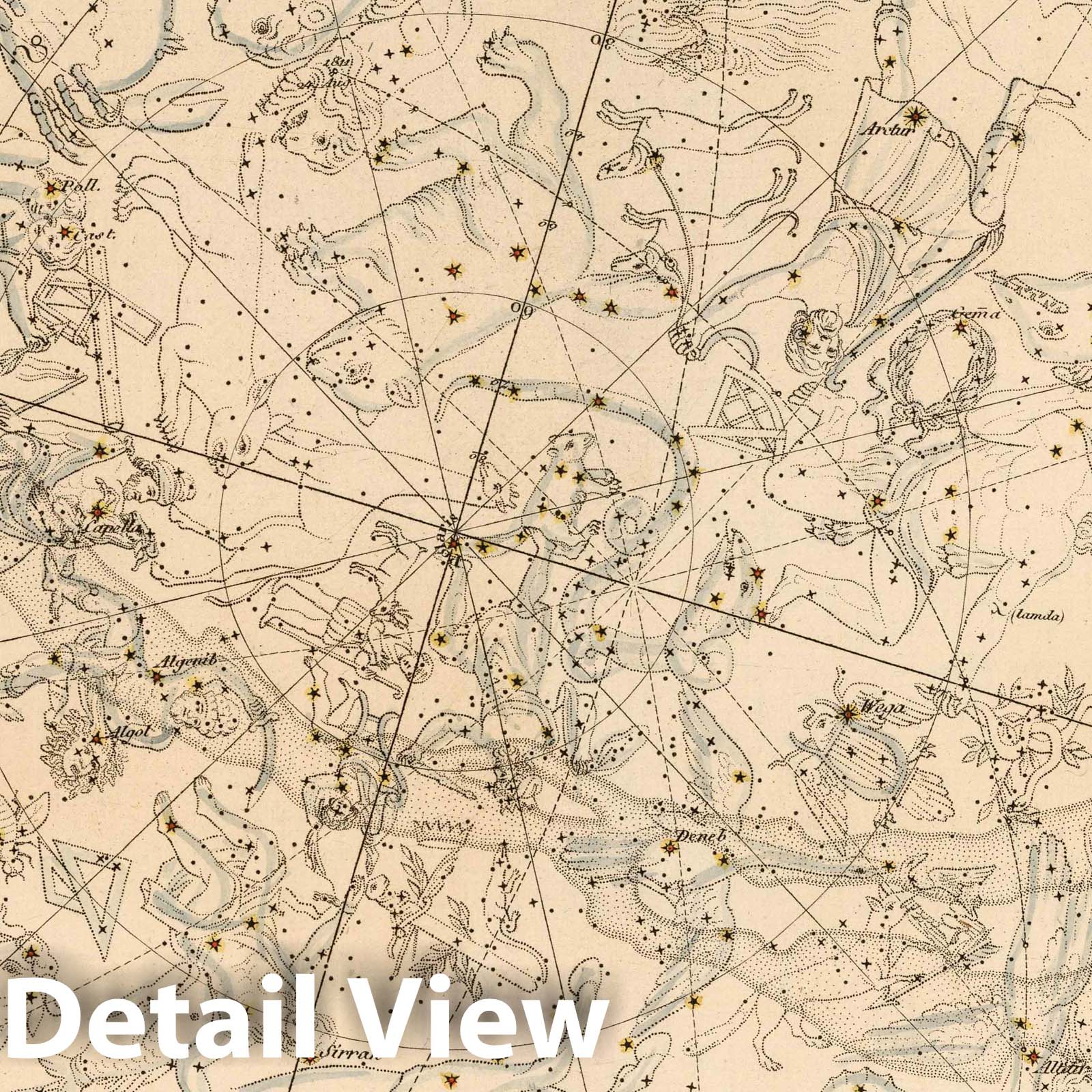 Northern Celestial Hemisphere - Celestial Map, 1833 - Historical Star Chart Print
