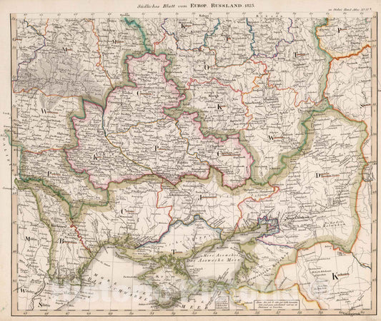 Historic Map : Russia, 1825 Sudliches Blatt vom Europ. Russland, 1825 , Vintage Wall Art