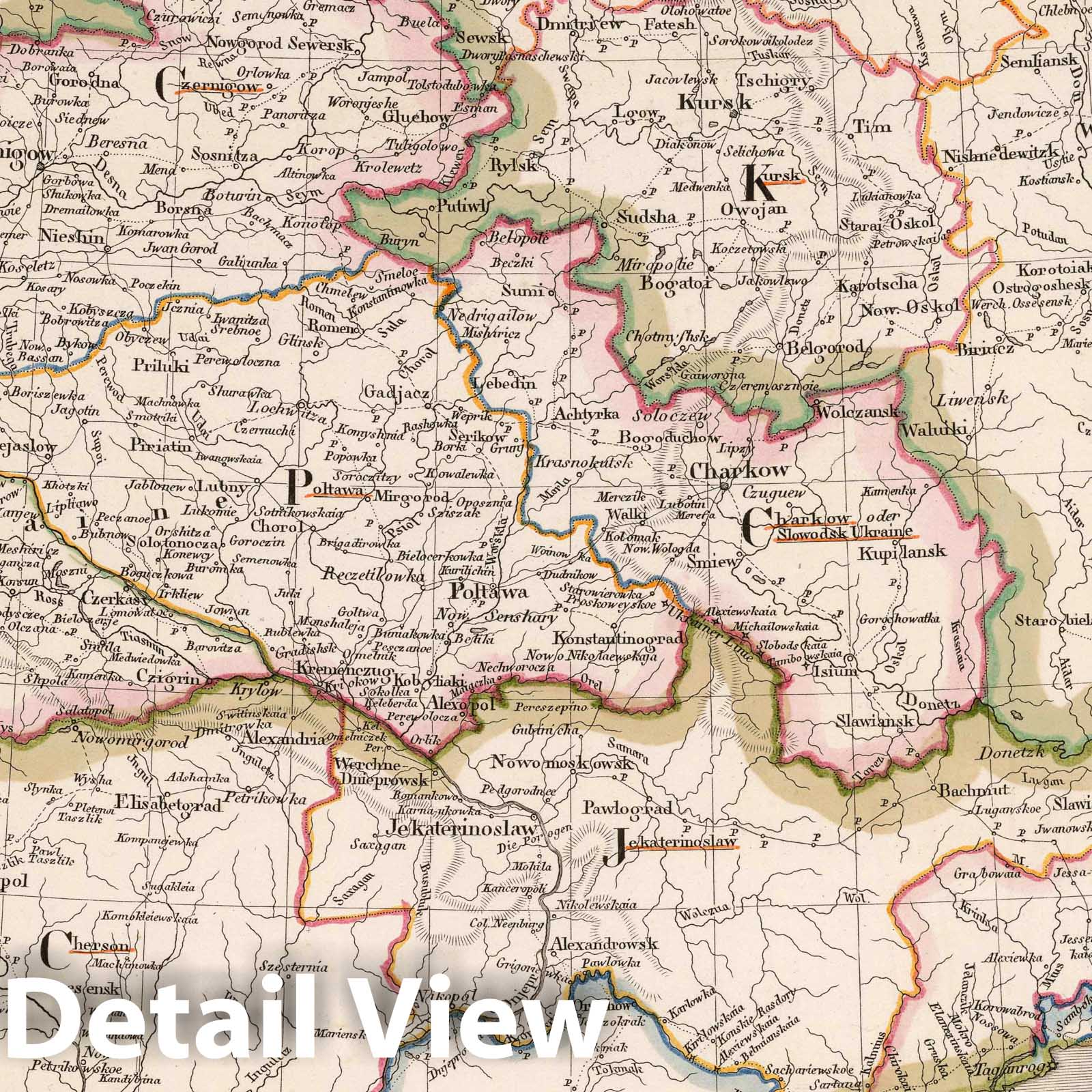 Southern European Russia, 1825 - Stieler Hand-Atlas Map Print