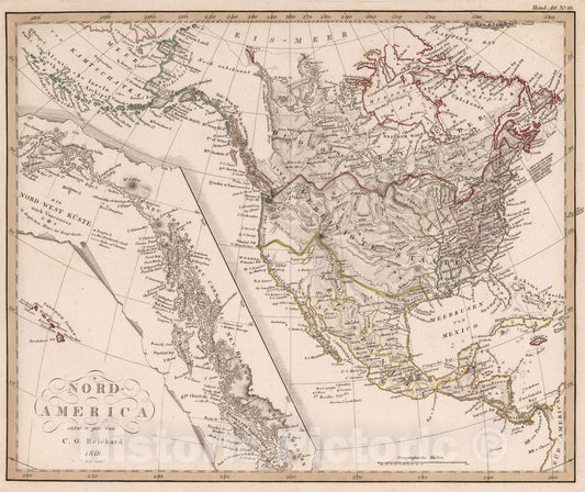 Historic Map : 1818 Nord-America, 1818 - Vintage Wall Art