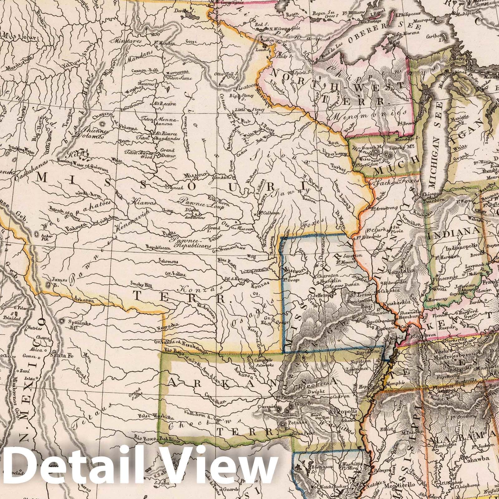United States 1825 - Historical Map Print from Stieler Hand-Atlas