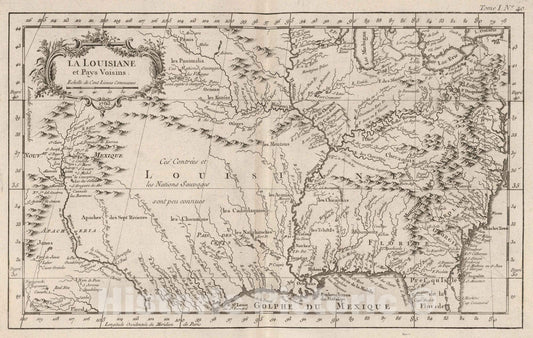 Historic Map : United States, 1763 La Louisiane et Pays Voisins , Vintage Wall Art