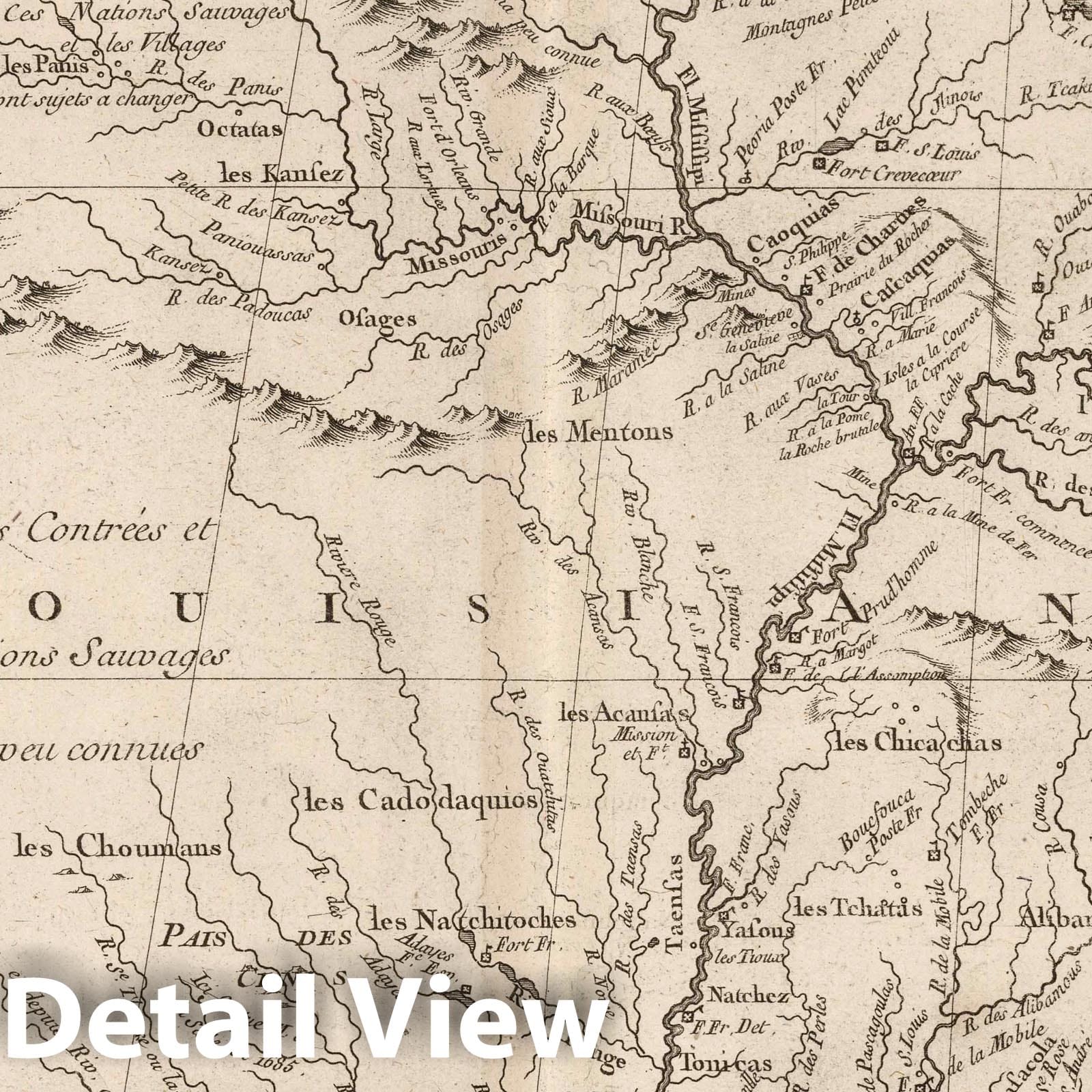 Louisiana and Neighboring Regions - Nautical Chart, 1763 - Bellin Map Print