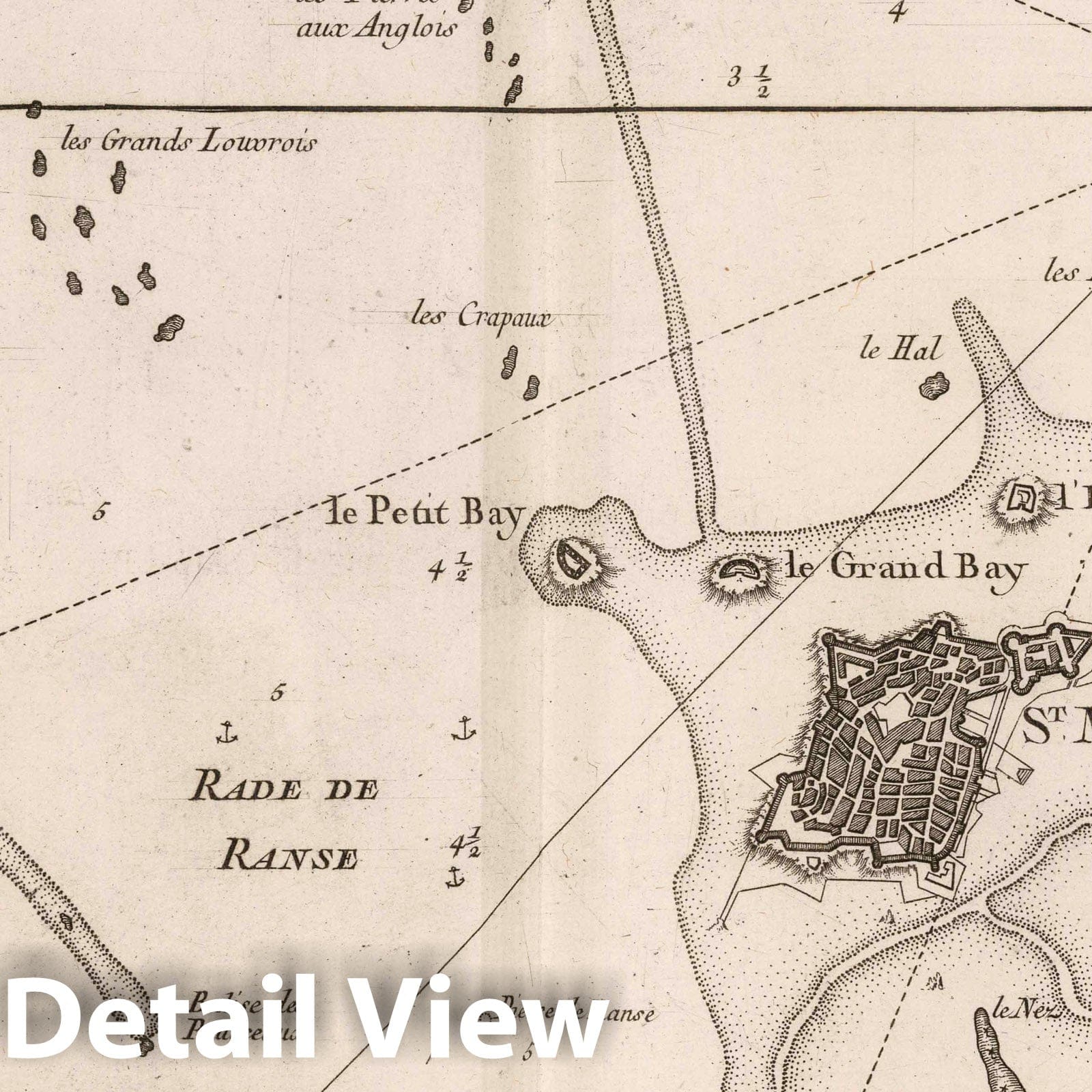 Saint-Malo, France - Nautical Chart, 1764 by Bellin