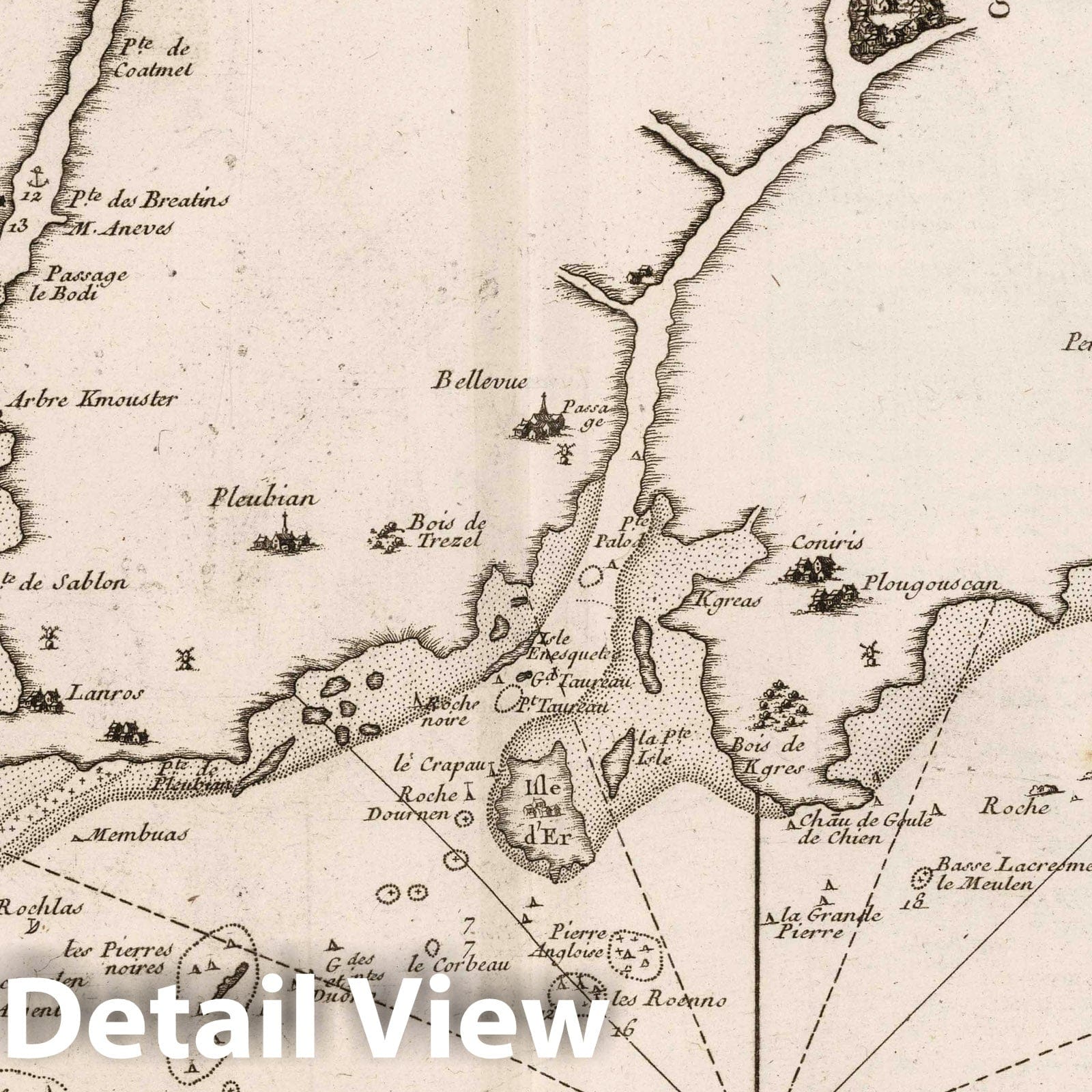 Brittany Coast, France - Nautical Chart, 1764 - Historical Map Print