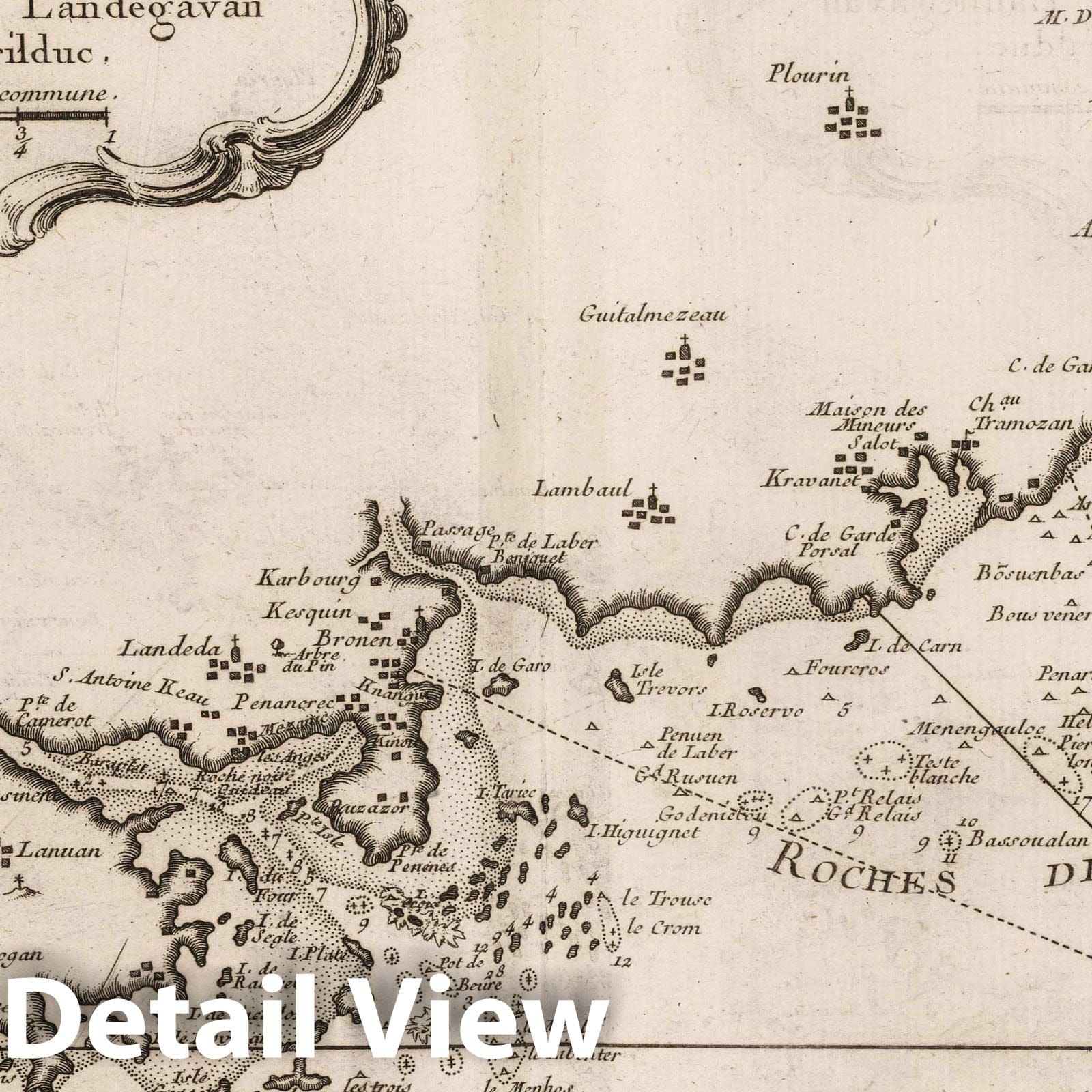 Coast of Brittany Nautical Chart, 1764 - Historical Maritime Map Print