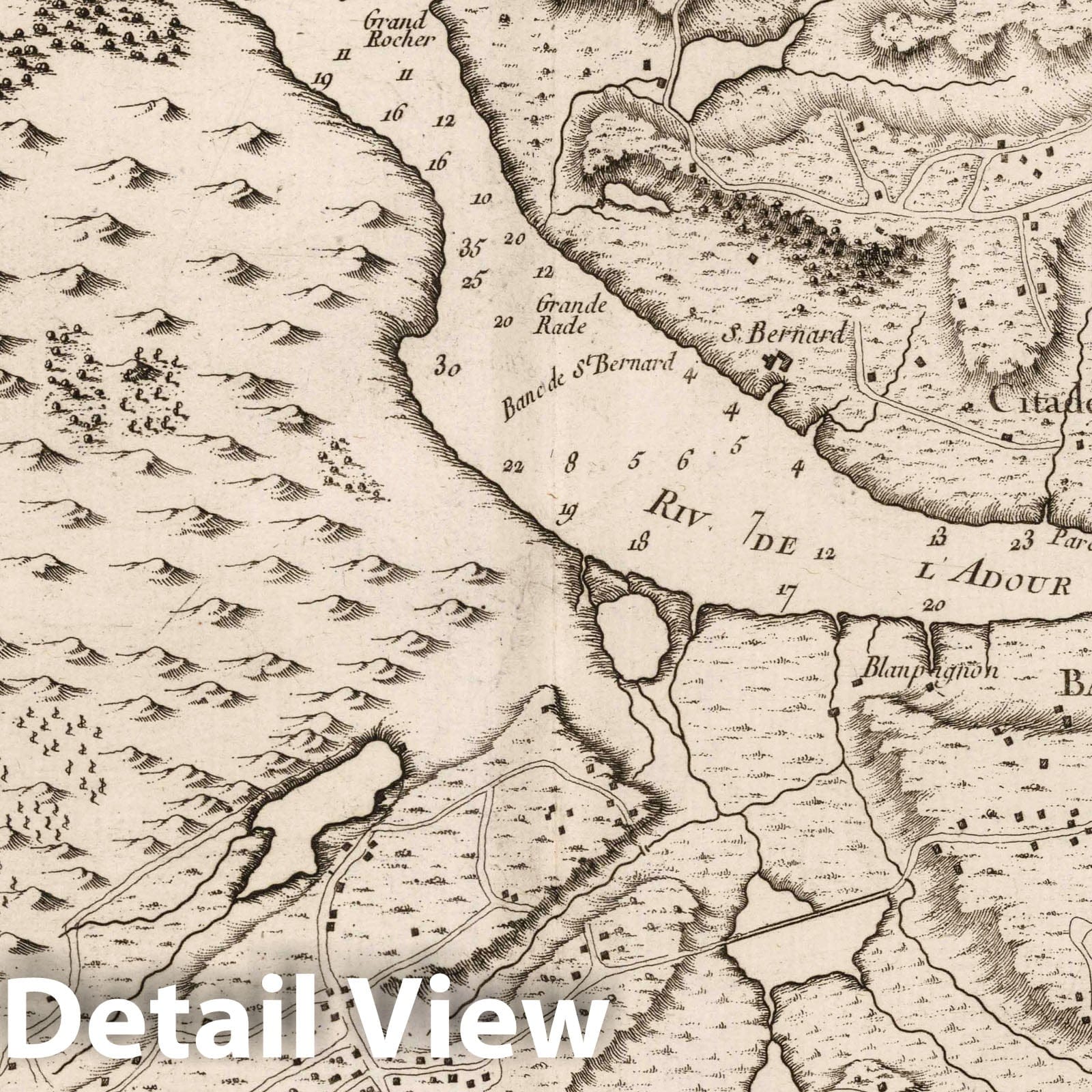 Adour River at Bayonne - Nautical Chart, 1764 - Historical Map Print