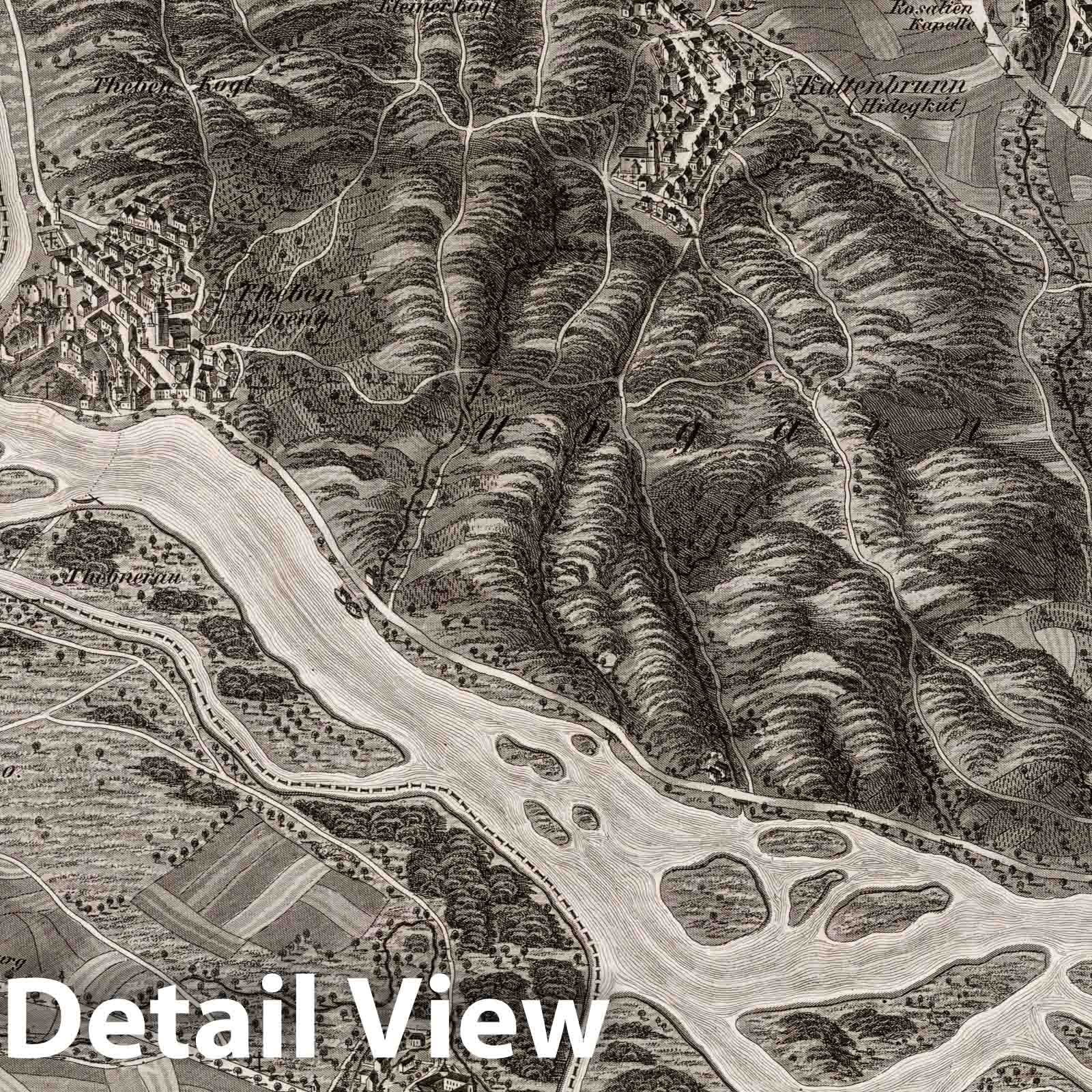 Historic Map : Austria, 1837 XXXVIII Section. Umgebung von Hainburg im V.U.W.W. und Pressburg in Ungarn. Hollnsteiner F. Mehl sc. , Vintage Wall Art