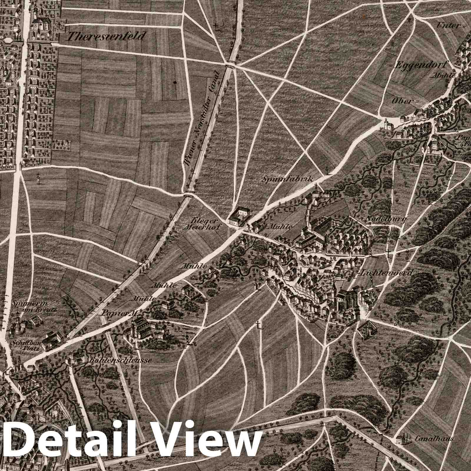 Historic Map : Austria, 1837 XLI Section. Wiener_Neustadt und Umgebung im V.U.W.W. J. Hollnsteiner del. F. Mehl sc. , Vintage Wall Art