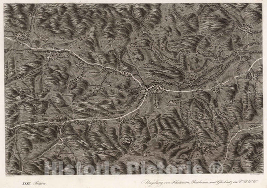 Historic Map : Austria, 1837 XLIX Section. Umgebung von Schottwien, Reichenau und Glocknitz im V.U.W.W. J. Hollnsteiner del. Lor. Neumayer sc. , Vintage Wall Art