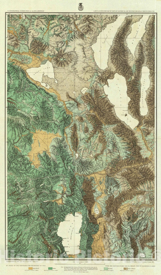 Historic Map : National Atlas - 1879 47B, D. Land Classification E. Cal, W. Nev. - Vintage Wall Art