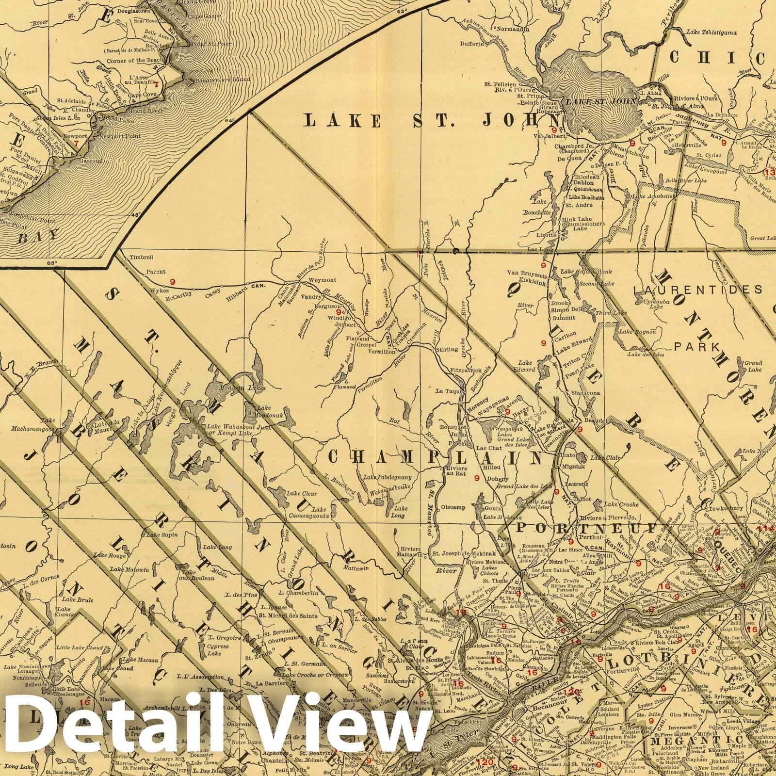 Quebec - Railroad Map, 1924 - Rand McNally Commercial Atlas Reproduction