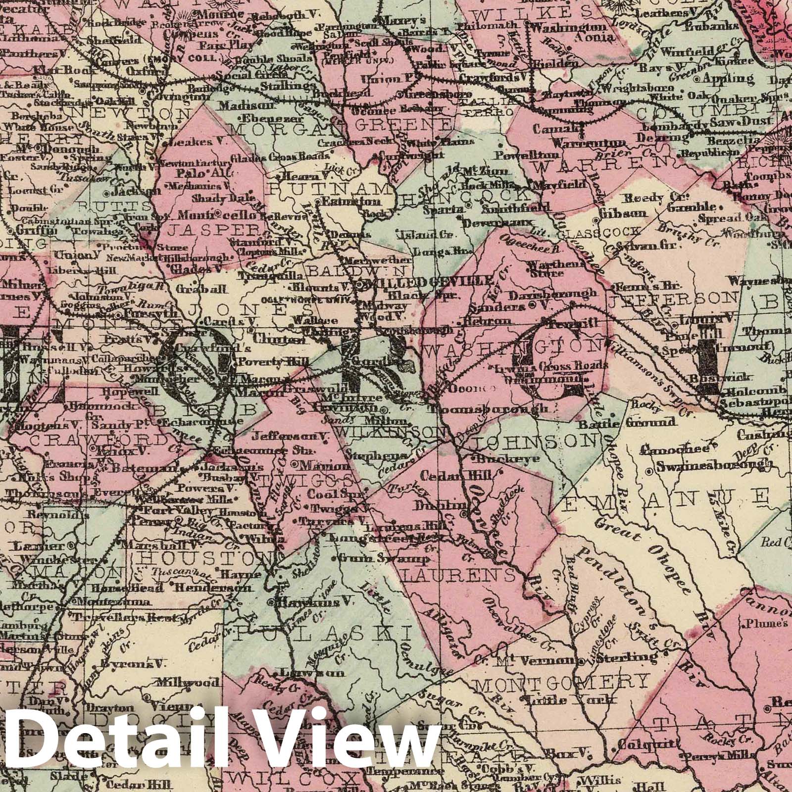 Georgia, 1867 - Historical Map Print from Schonberg's Atlas