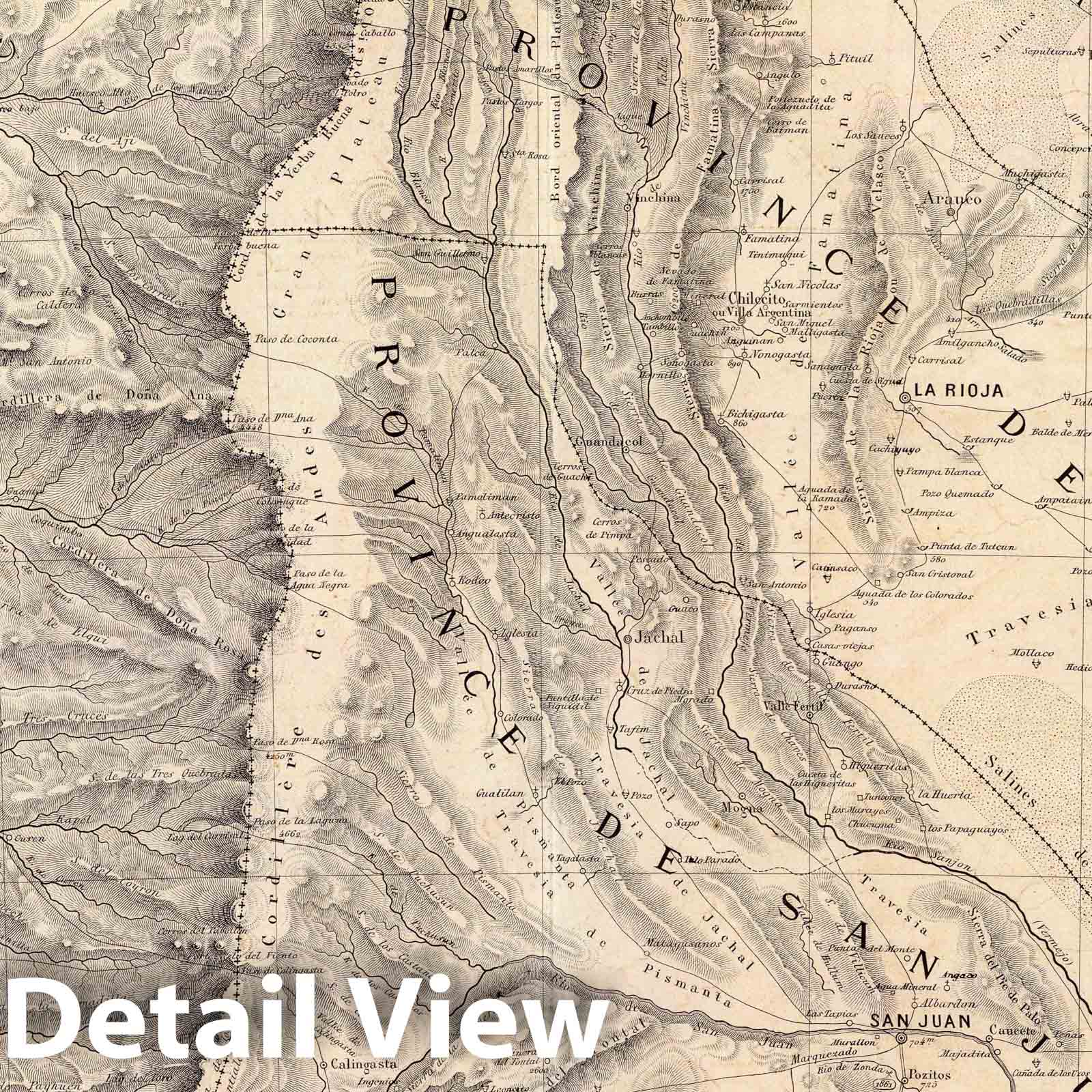 La Rioja and San Juan, Argentina 1873 Historical Map Print