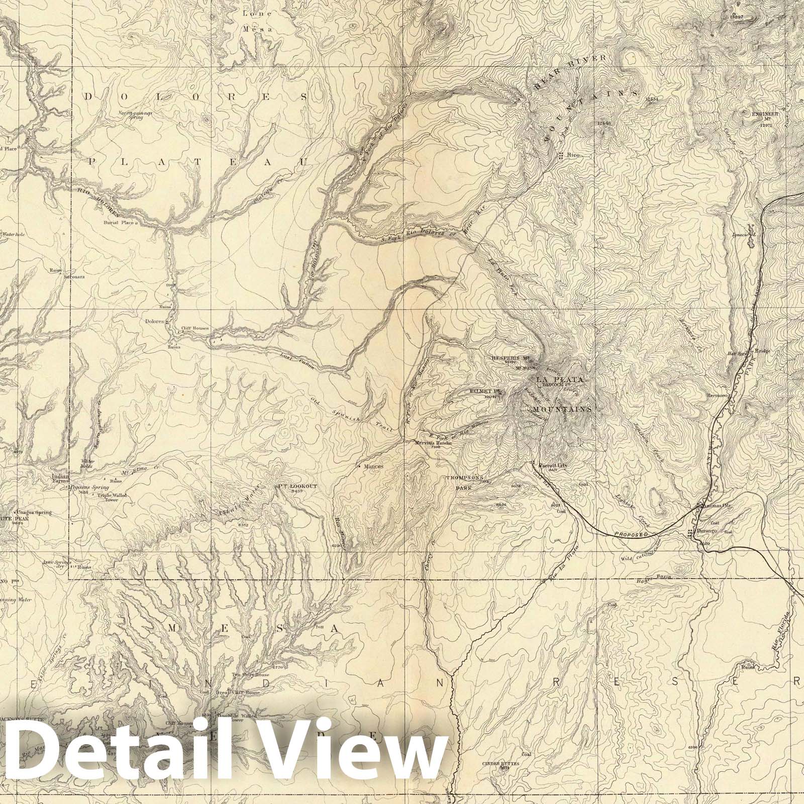 Southwestern Colorado, New Mexico, Arizona and Utah - Railroad Map, 1881