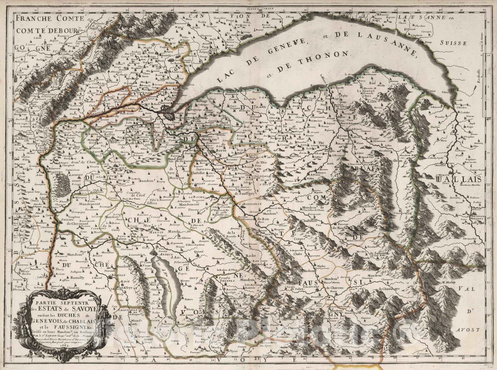 Historic Map : 1663 Northern Savoy, France. - Vintage Wall Art