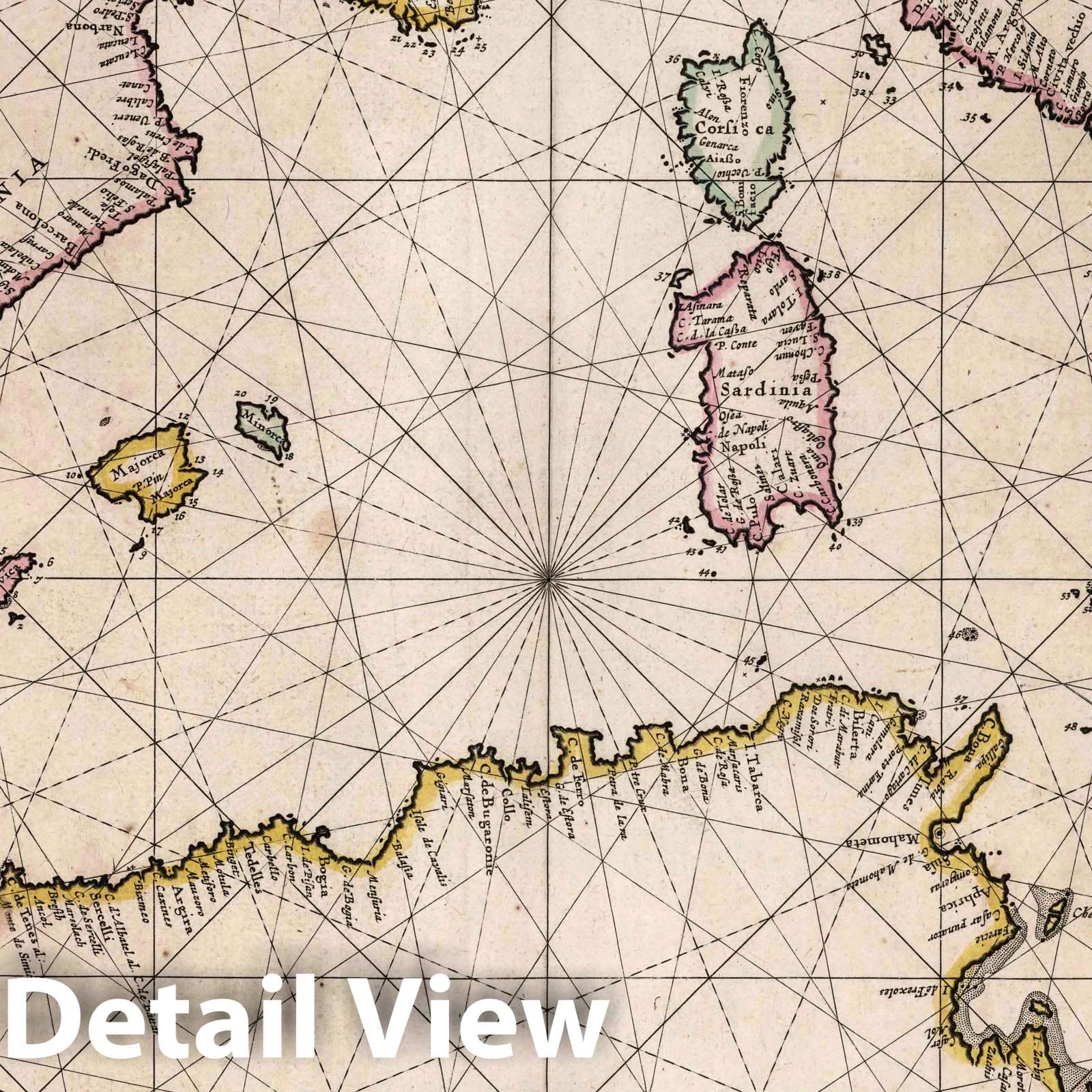 Mediterranean Sea - Nautical Chart, 1667 - Historical Map Print