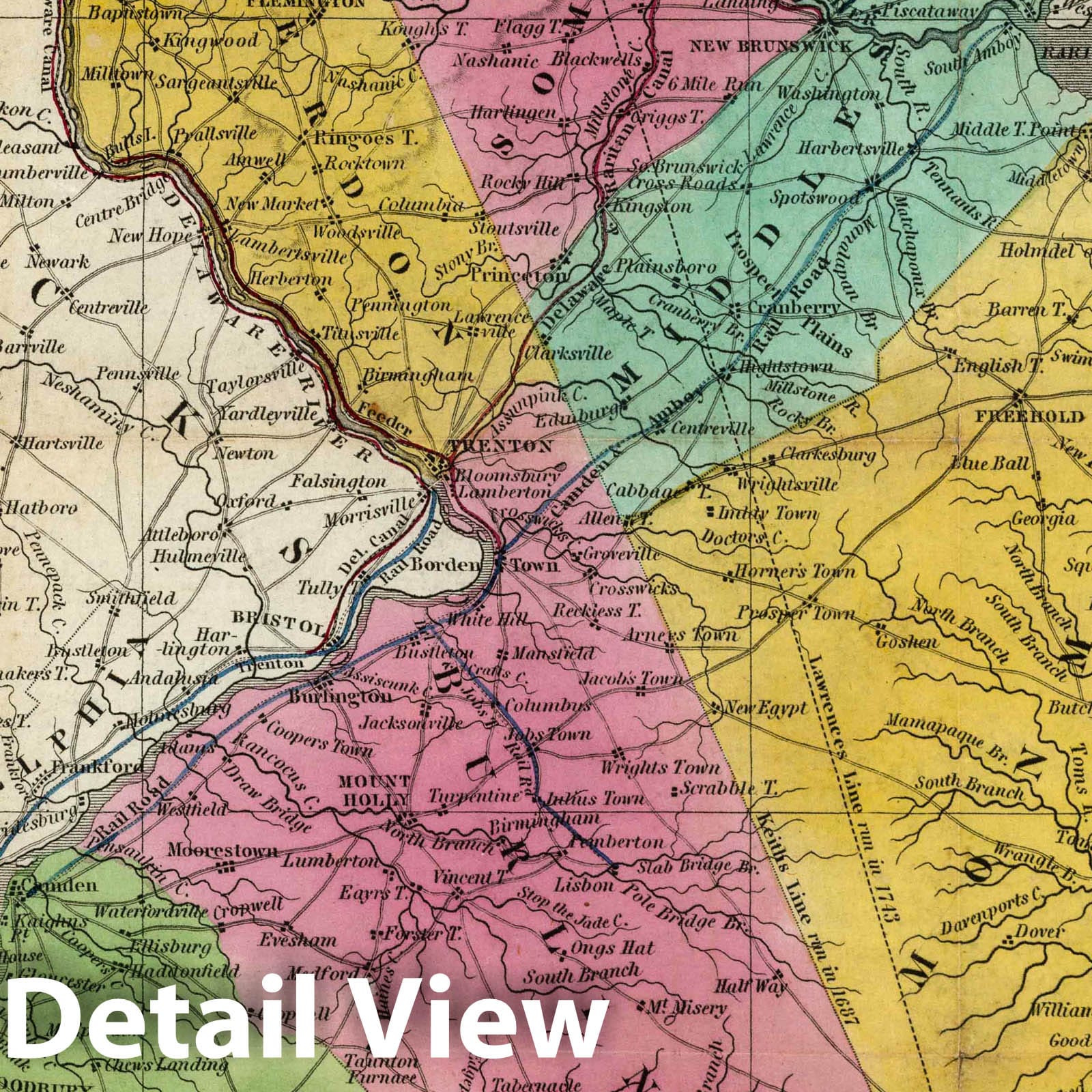 New Jersey 1834 Pocket Map - Historical Map Print