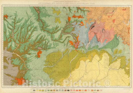 Historic Map : 1881 SW. Colorado and Parts of New Mexico, Arizona and Utah. v2 - Vintage Wall Art