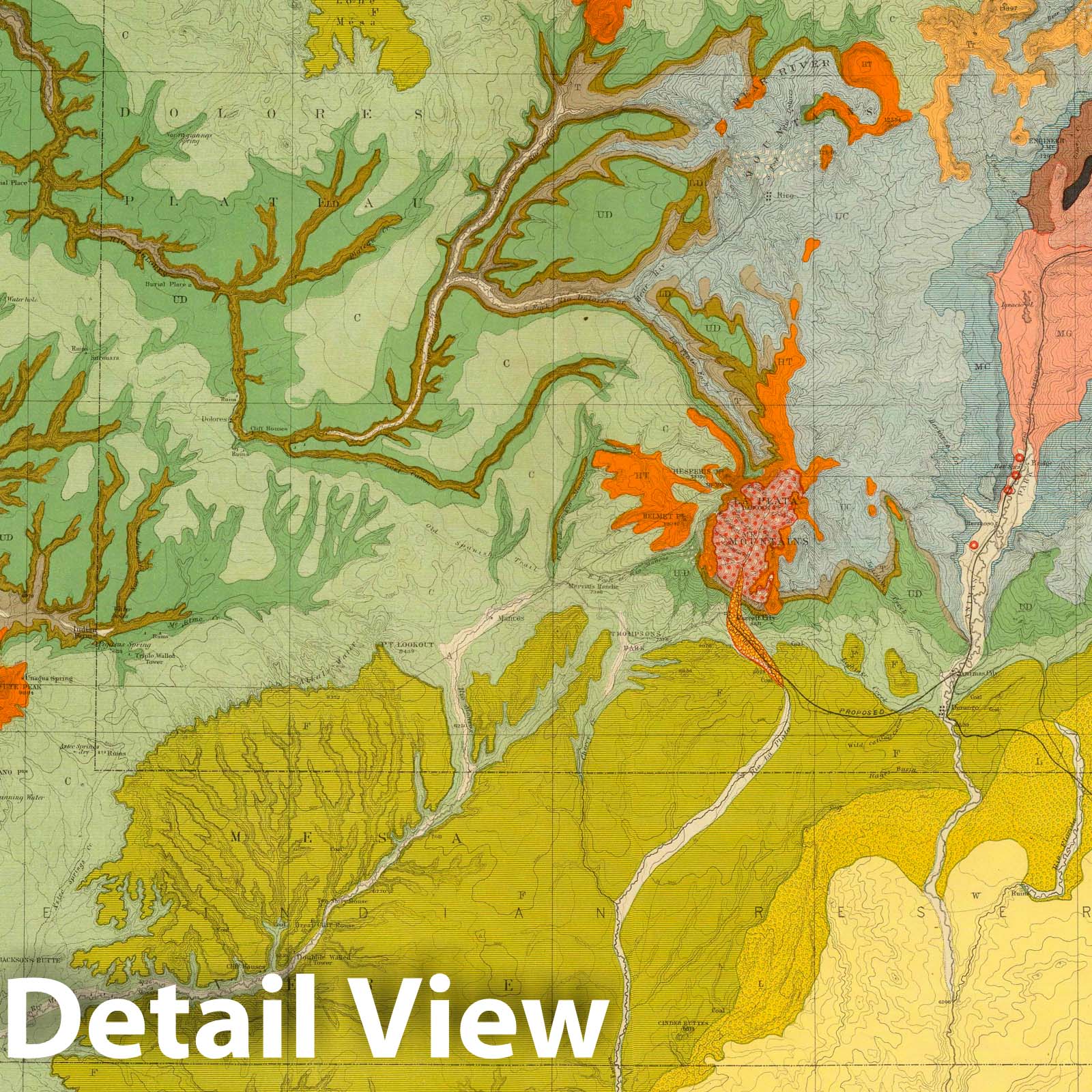 Southwestern Colorado, New Mexico, Arizona & Utah - 1881 Geological Survey Map