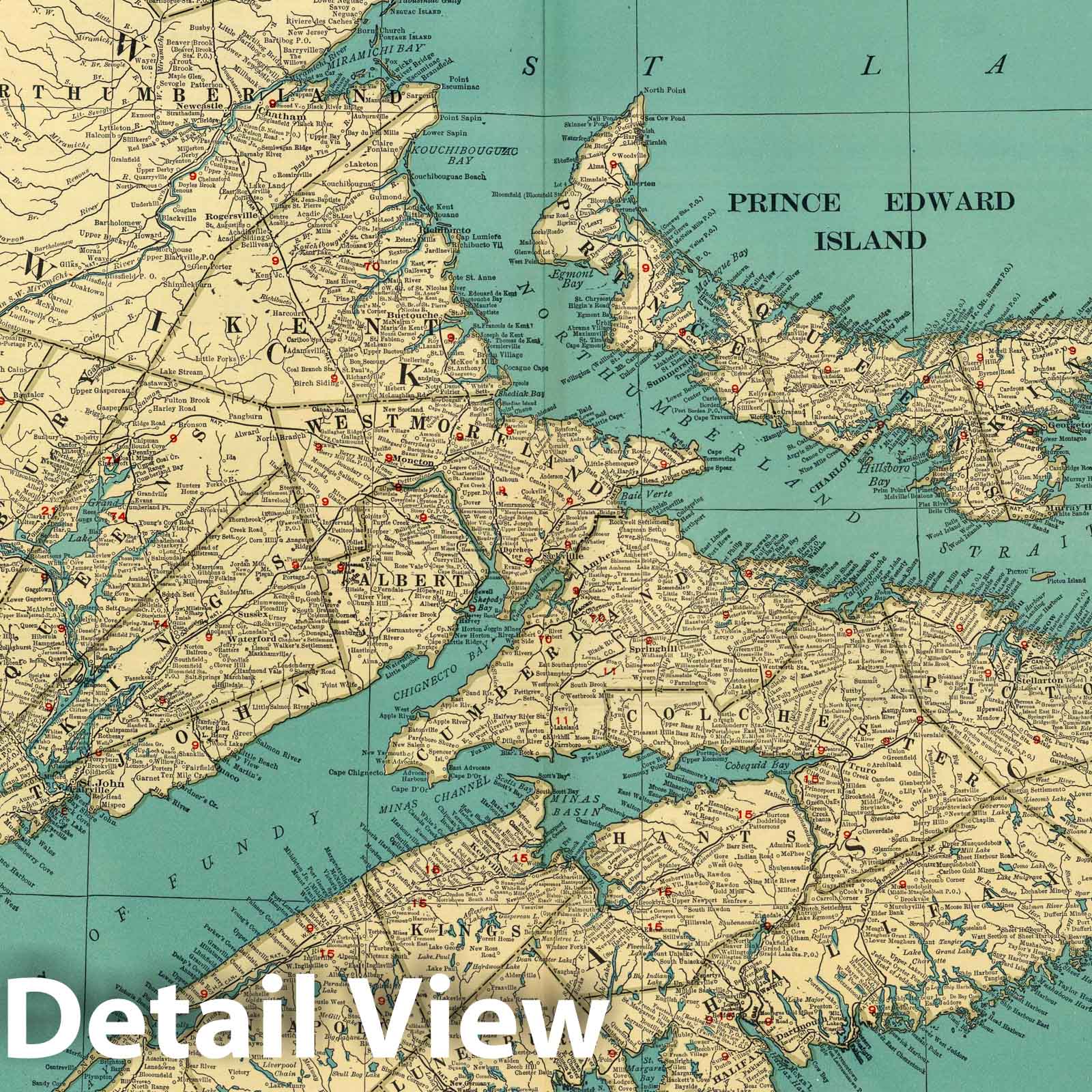 1924 Rand McNally Railroad Map of Nova Scotia, New Brunswick & Prince Edward Island