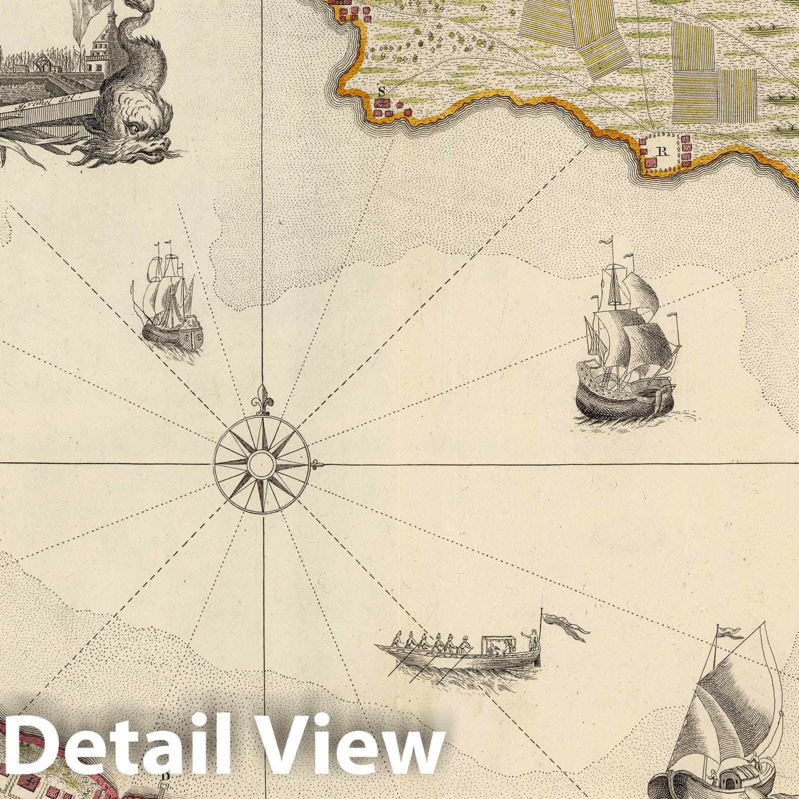 Gulf of Finland from Kronstadt to Saint Petersburg - Road Map, 1741 - Historical Map Print