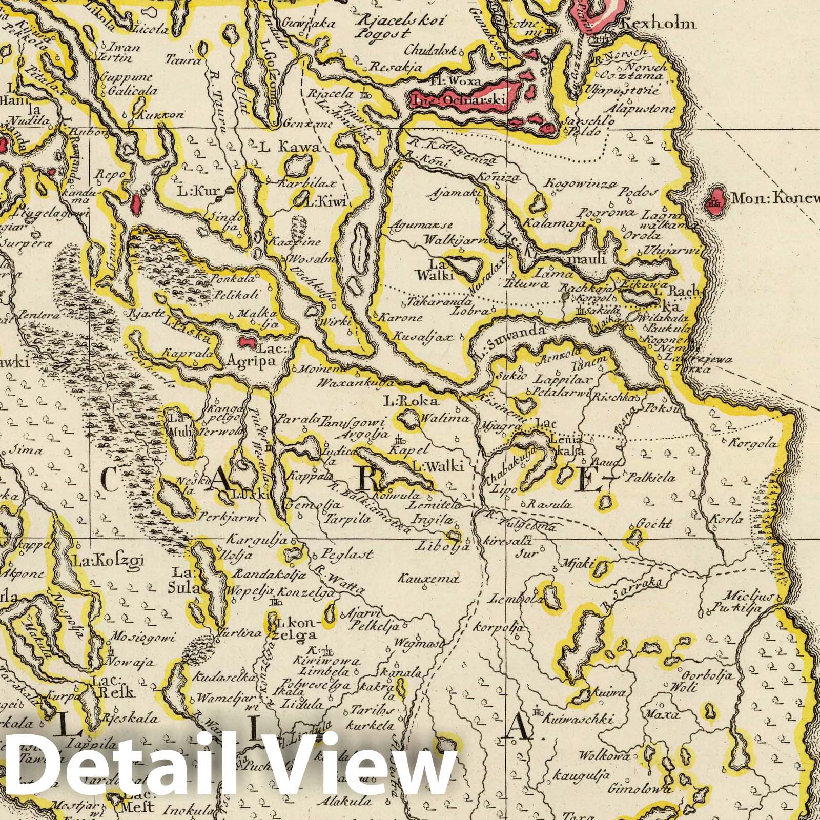 Ingria and Karelia - Road Map, 1741 - Historical Map Print