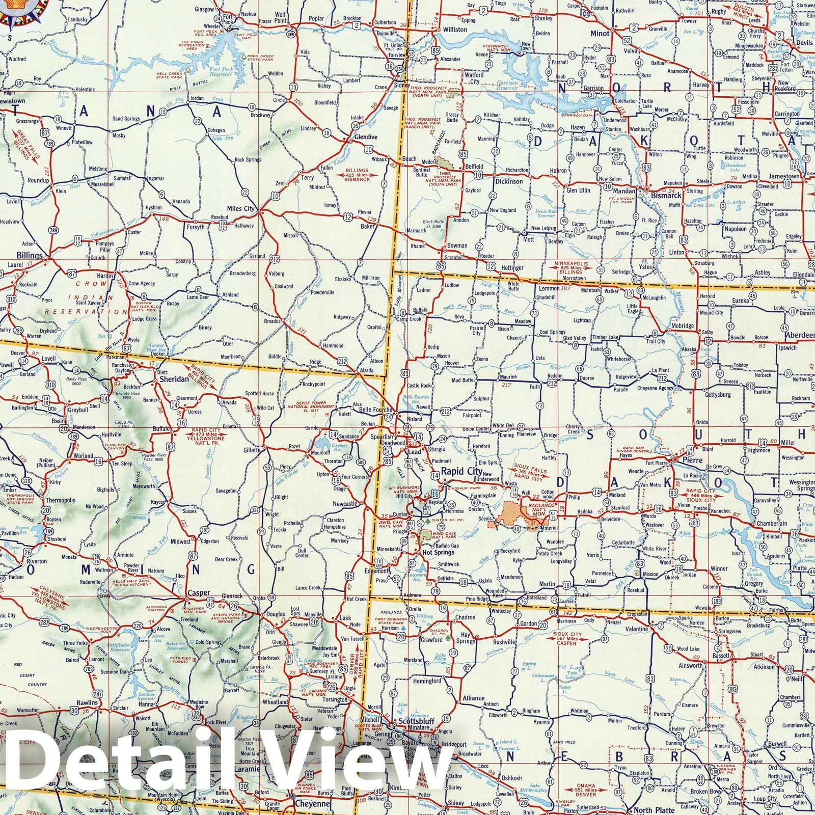 Historic Map : National Atlas - 1956 Shell Sectional Map No. 9 - Northwestern States. - Vintage Wall Art