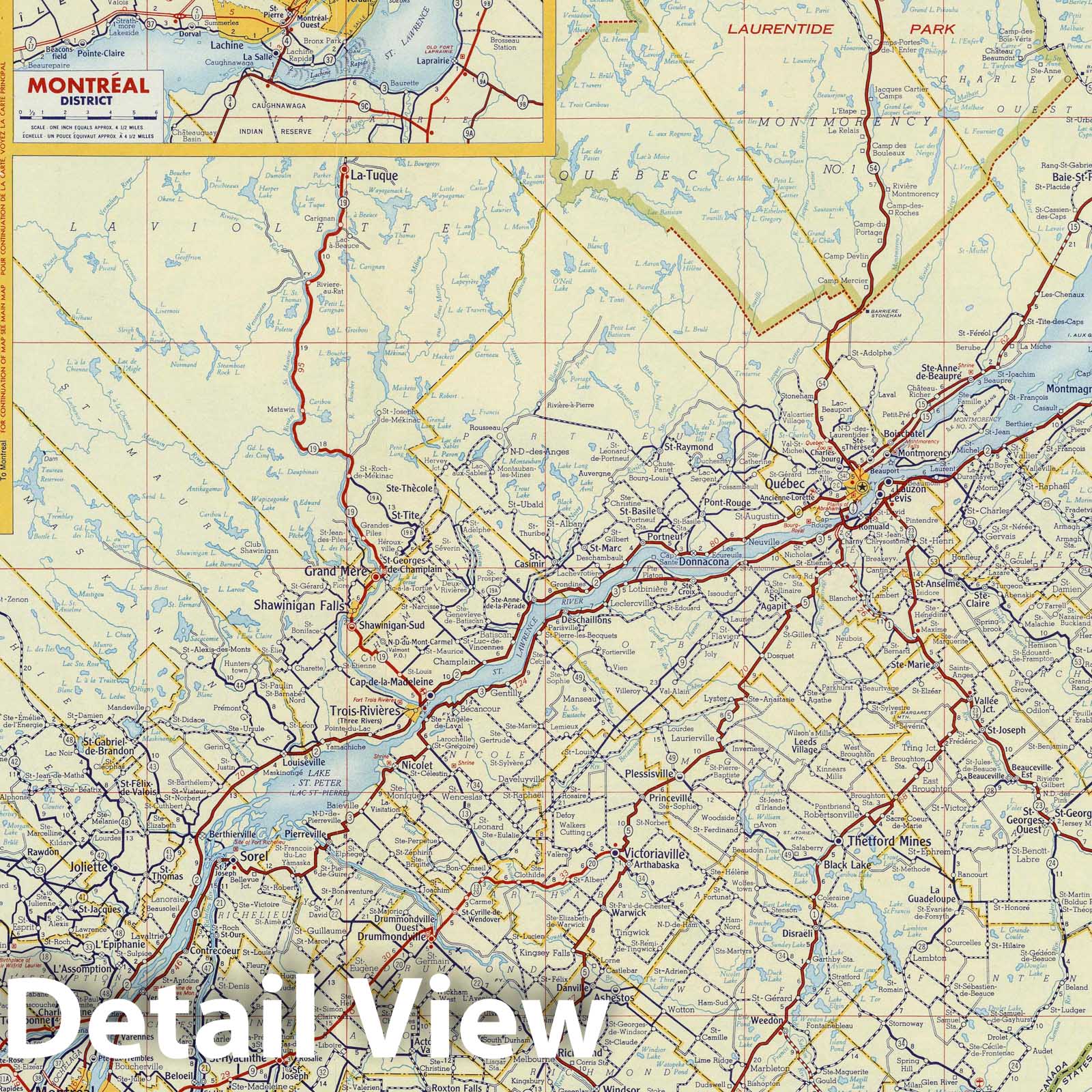 Quebec and Maritime Provinces - Road Map, 1955 - Shell Highway Map Print