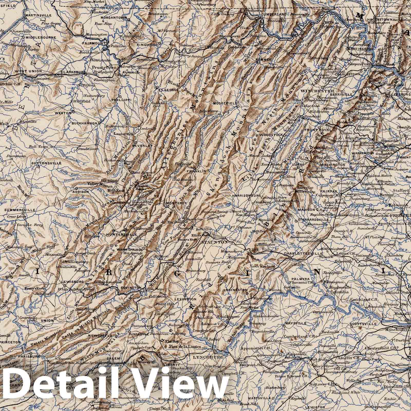 Civil War: Virginia, Maryland, Leesburg, Carnifex Ferry - Military Map, 1874