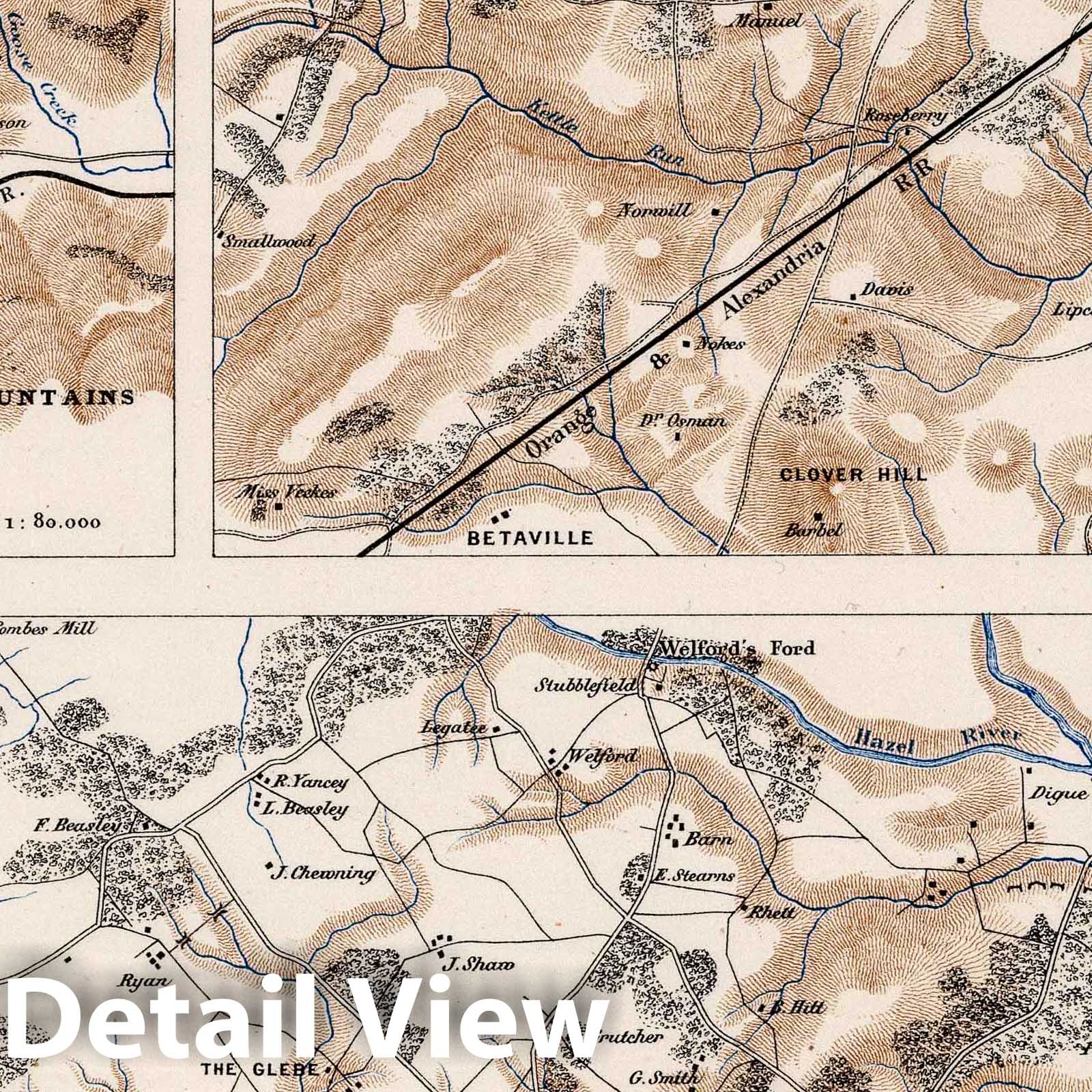 Civil War: Bristow Station, Manassas Gap, Brandy Station - Military Map, 1875