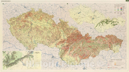 Historic Map : National Atlas - 1966 Geomorphology II. - Vintage Wall Art