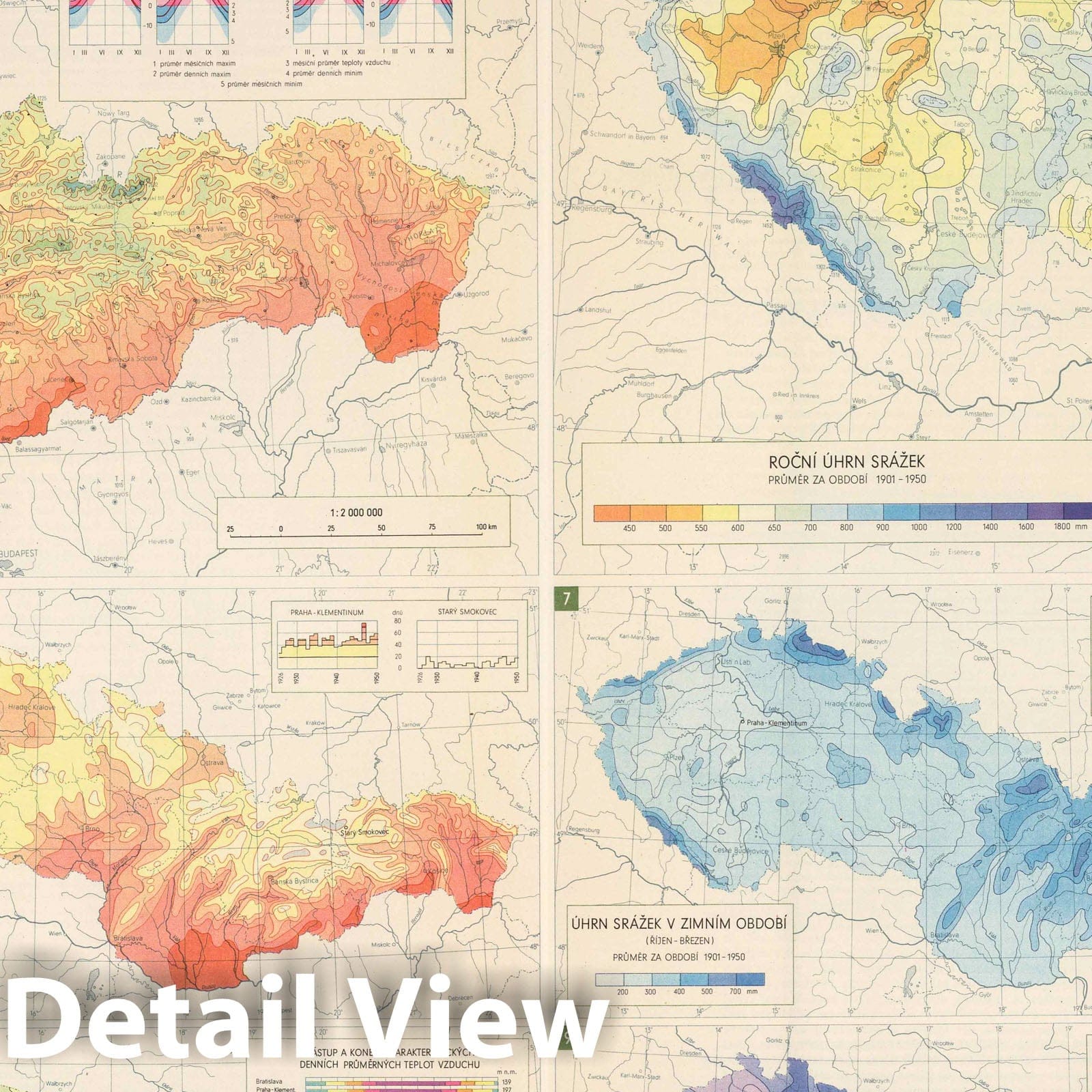 Czechoslovakia - Climate Map, 1966 - Historical Map Print