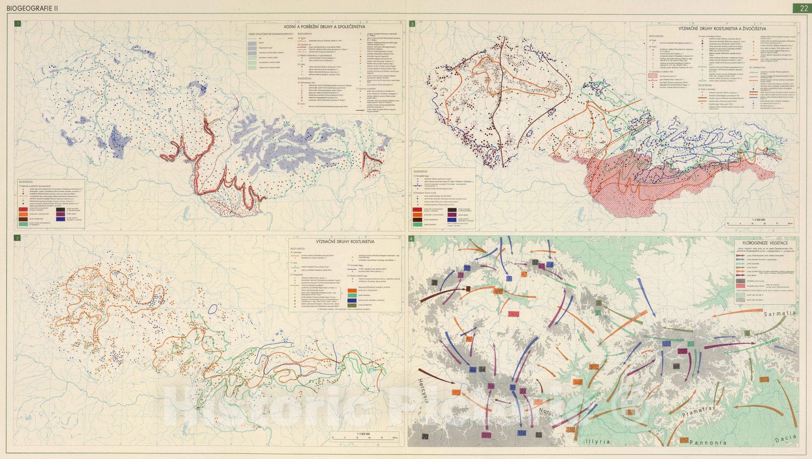 Historic Map : National Atlas - 1966 Biogeography II. - Vintage Wall Art