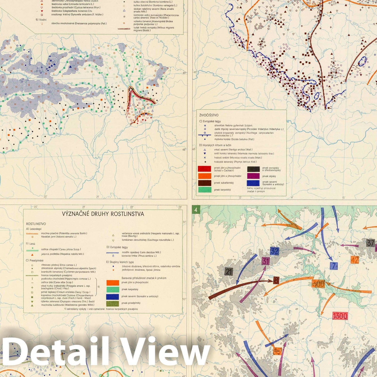 Czechoslovakia - Biogeography, 1966 - Historical Map Print