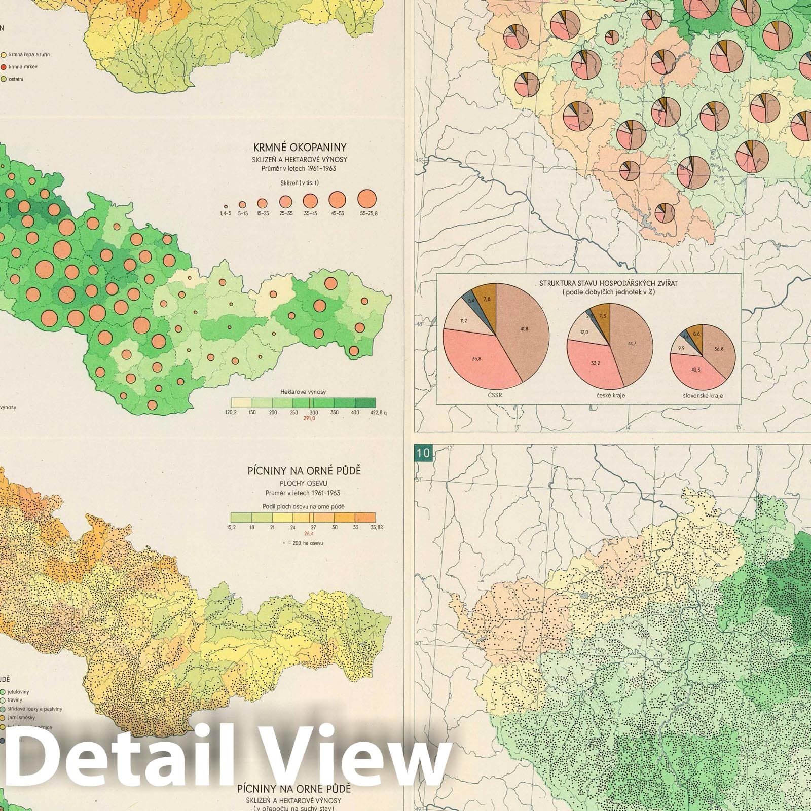 Czechoslovakia - Agricultural Map, 1966 - Historical Map Print
