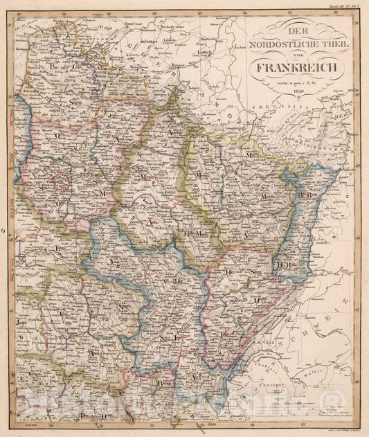 Historic Map : France, 1820 Der nordostliche Theil von Frankreich , Vintage Wall Art