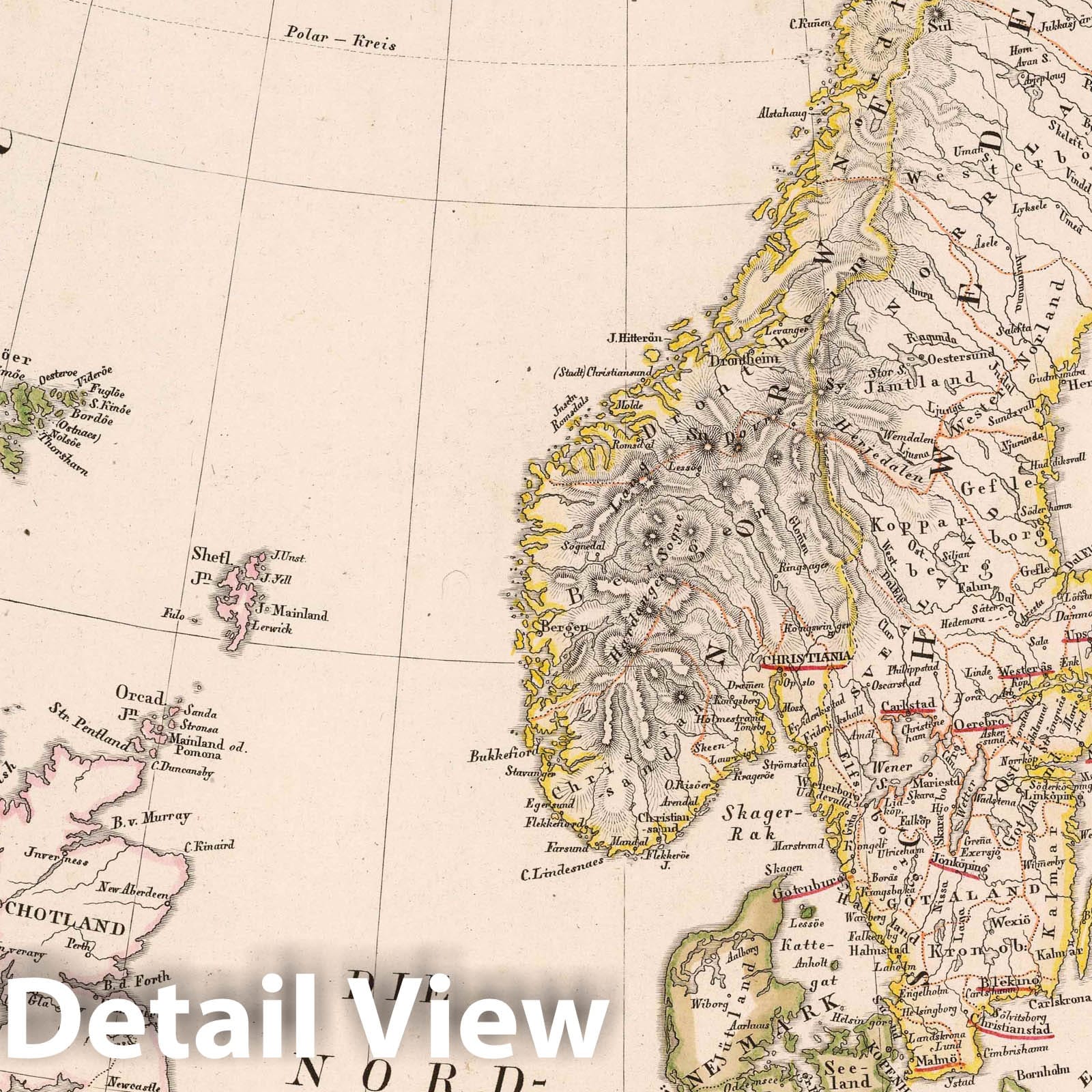Denmark, Iceland, Faroe Islands, Sweden, and Norway, 1822 - Historical Map Print