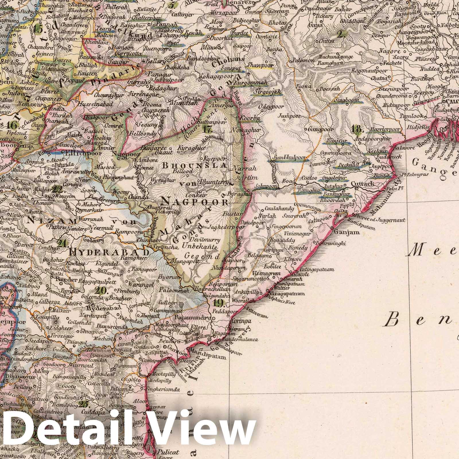 India and Burma, 1828 - Historical Map Print from Stieler Hand-Atlas