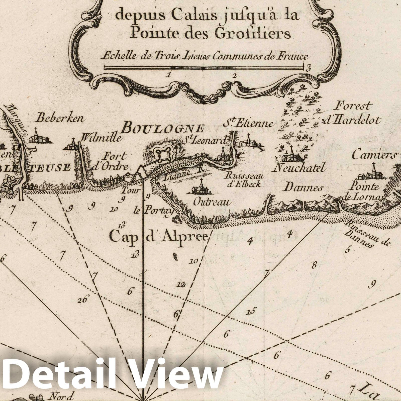 Picardy Coast, France - Nautical Chart, 1764 by Bellin