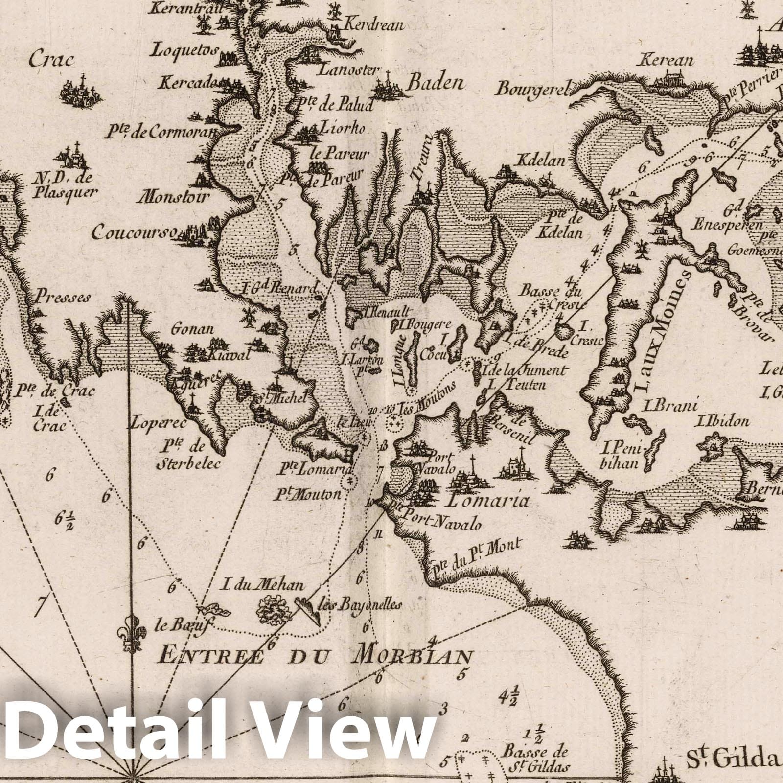 Morbihan and Quiberon, France - Nautical Chart, 1764 - Bellin Maritime Map Print