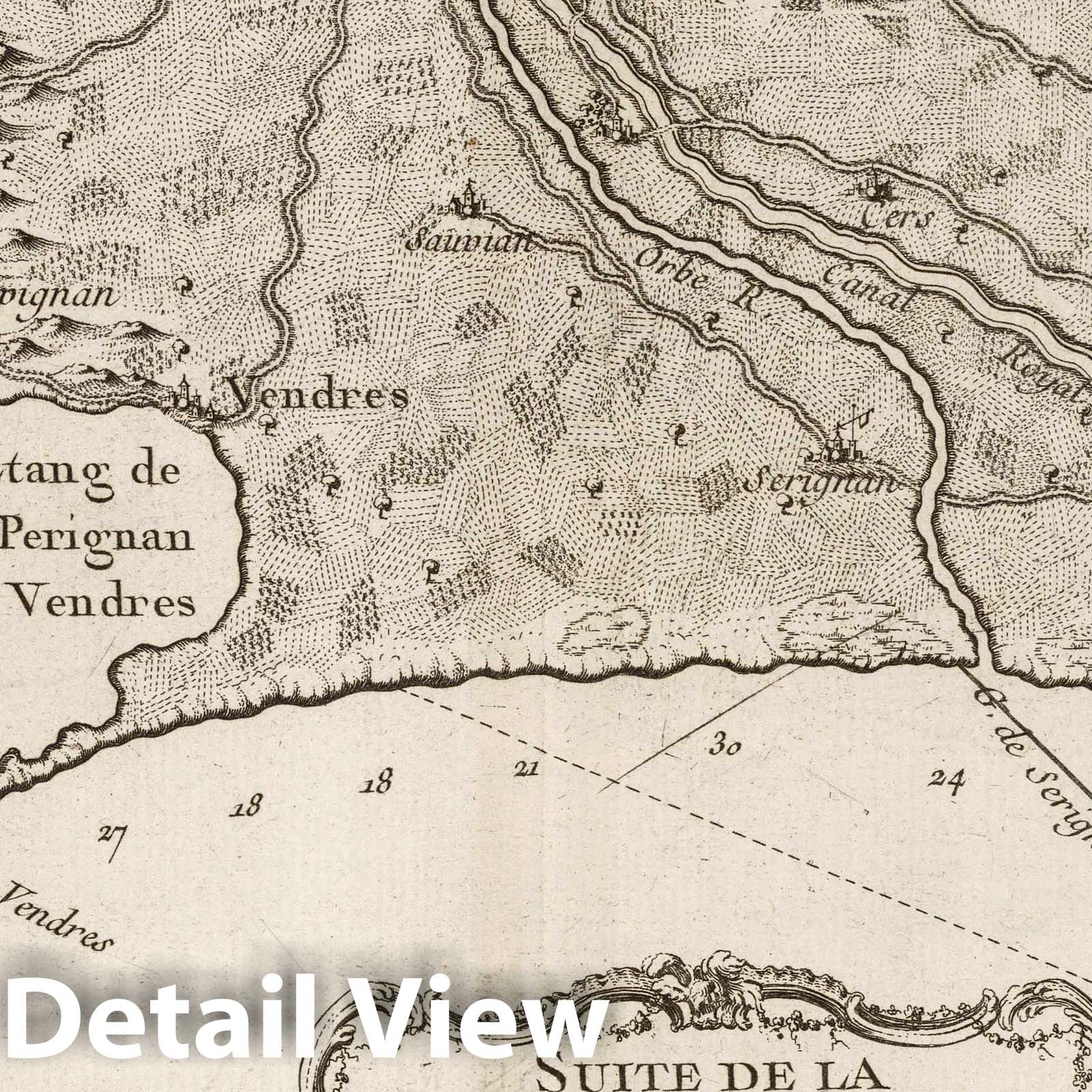 Languedoc Coast, France - Nautical Chart, 1764 - Bellin Maritime Map
