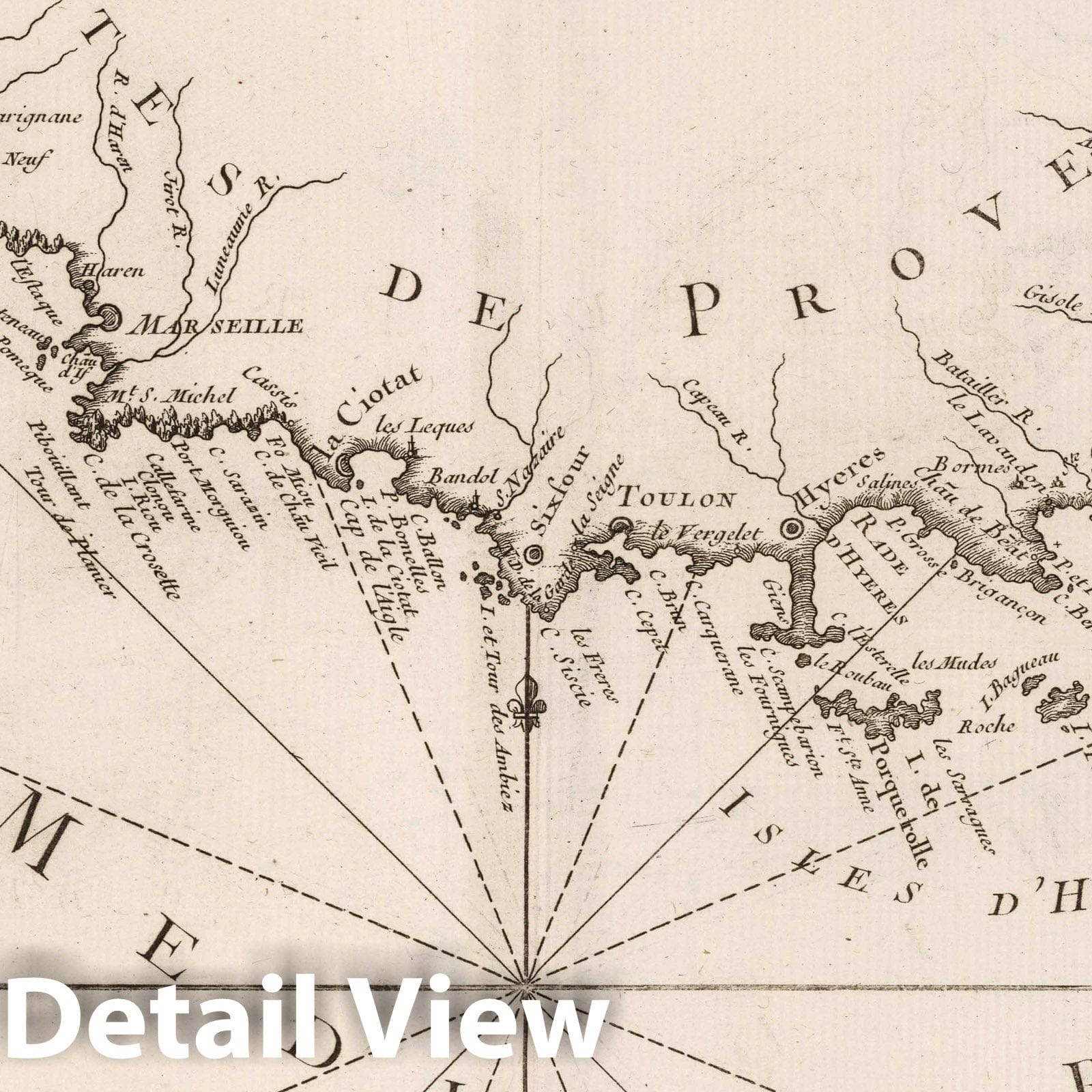 Provence, France - Nautical Chart, 1764 - Historical Map Print