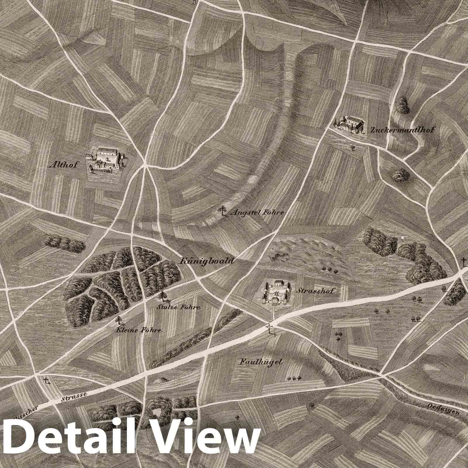 Marchfeld - Bockfluss and Schonkirchen, 1837 - Historical Bird's-Eye View Map