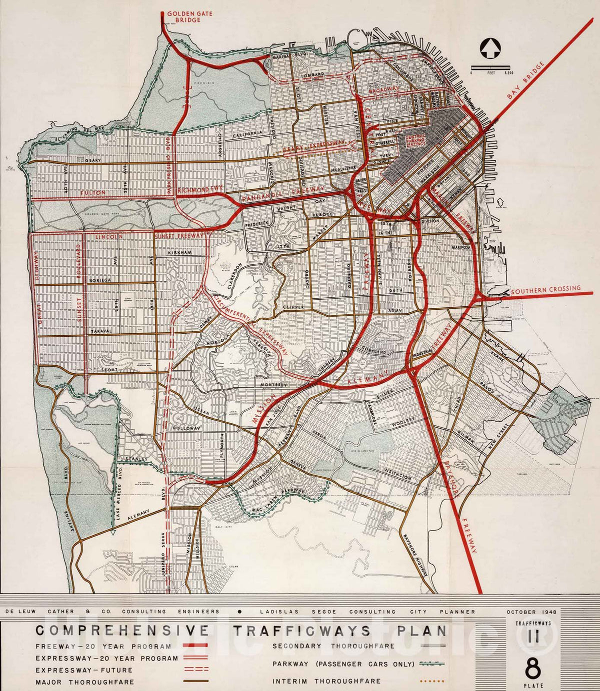 Historic Wall Map : Survey Book - 1948 (San Francisco) Comprehensive trafficways plan. Trafficways 11 Plate 8 - Vintage Wall Art