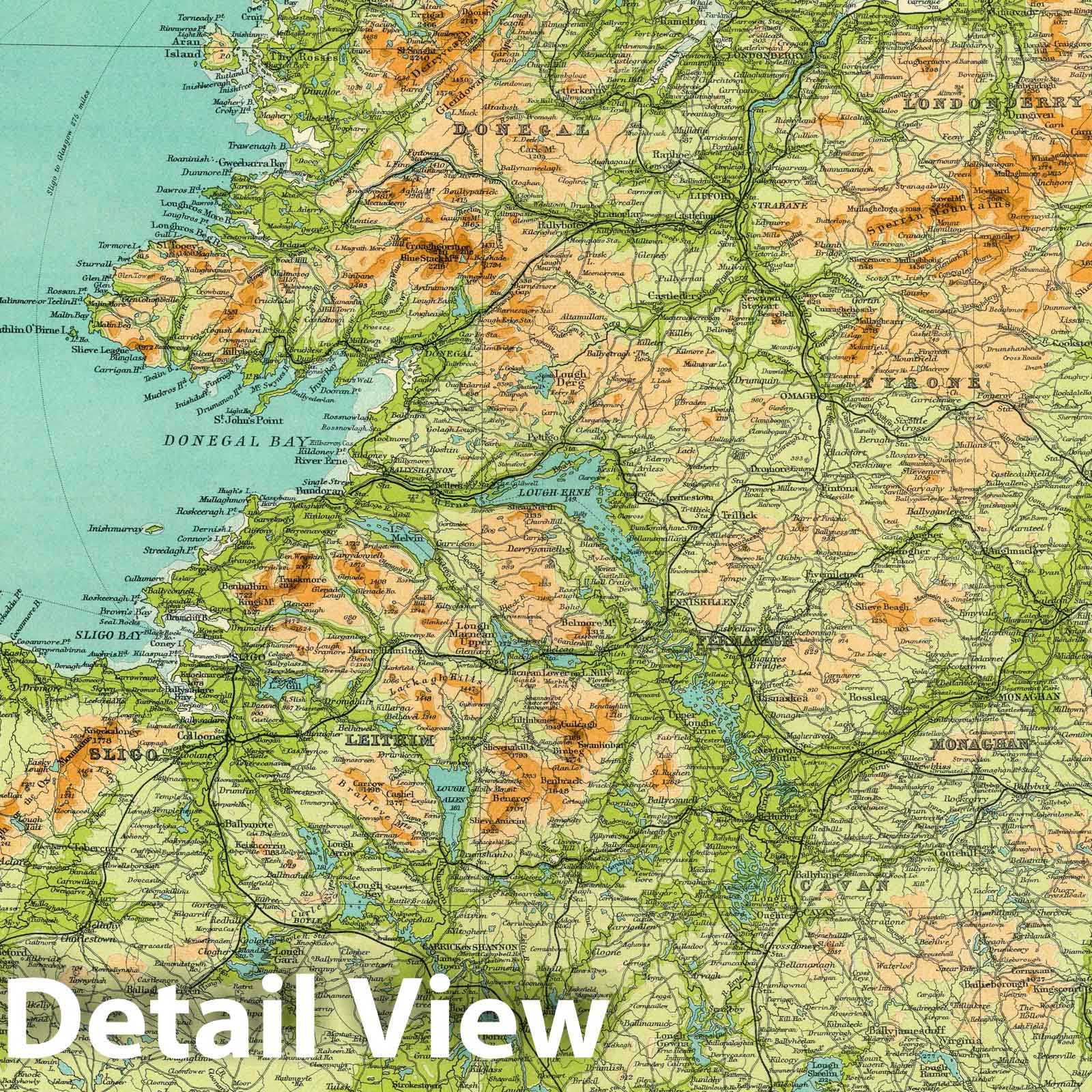 Ireland - Northern Section, 1922 - Historical Map Print
