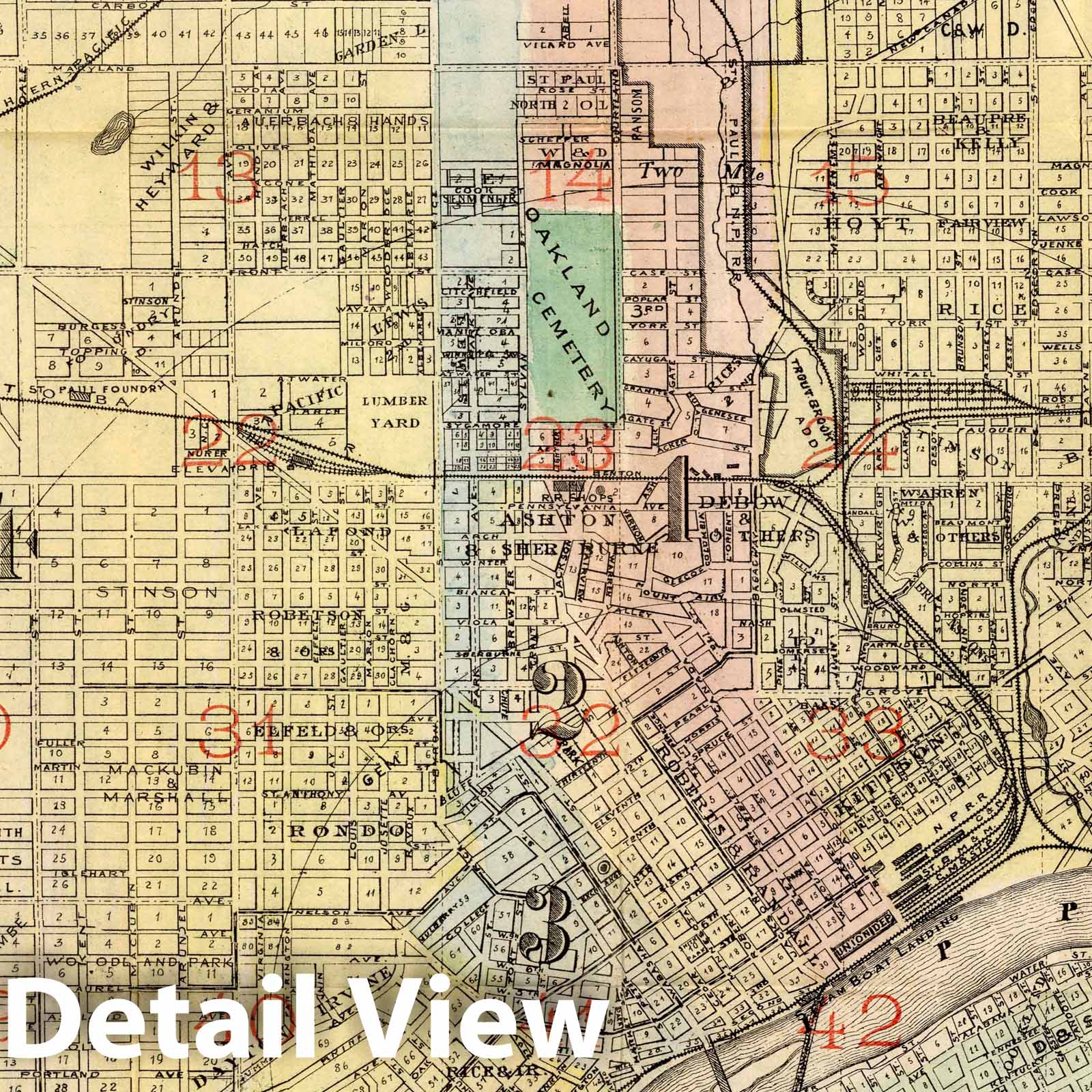 Saint Paul, Minnesota 1884 - Historical City Map Print