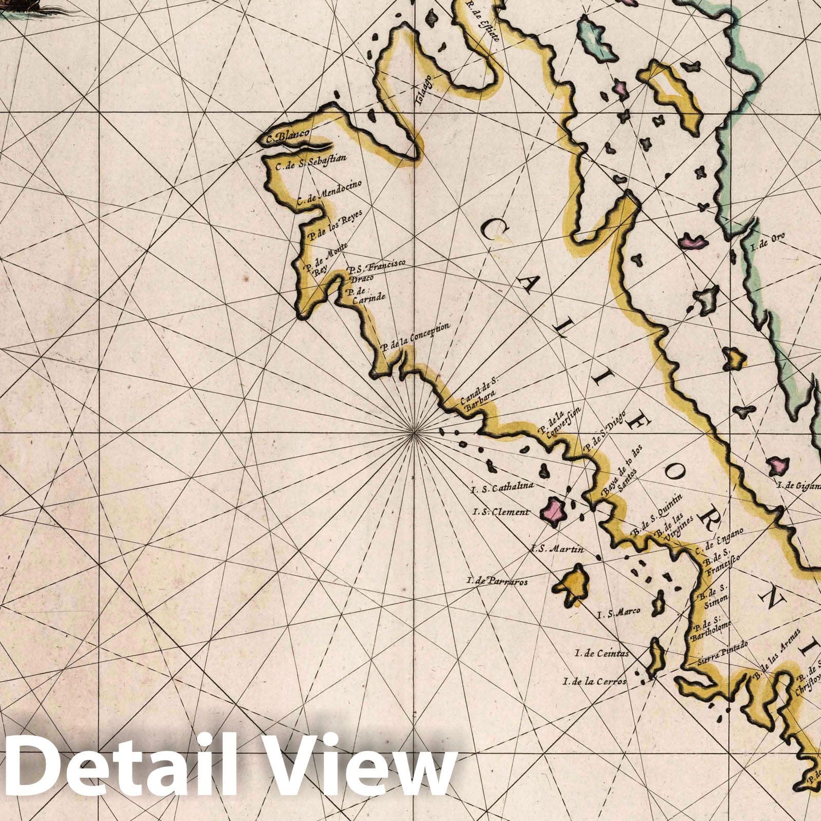 New Granada and California - Nautical Chart, 1666 - Historical Map Print