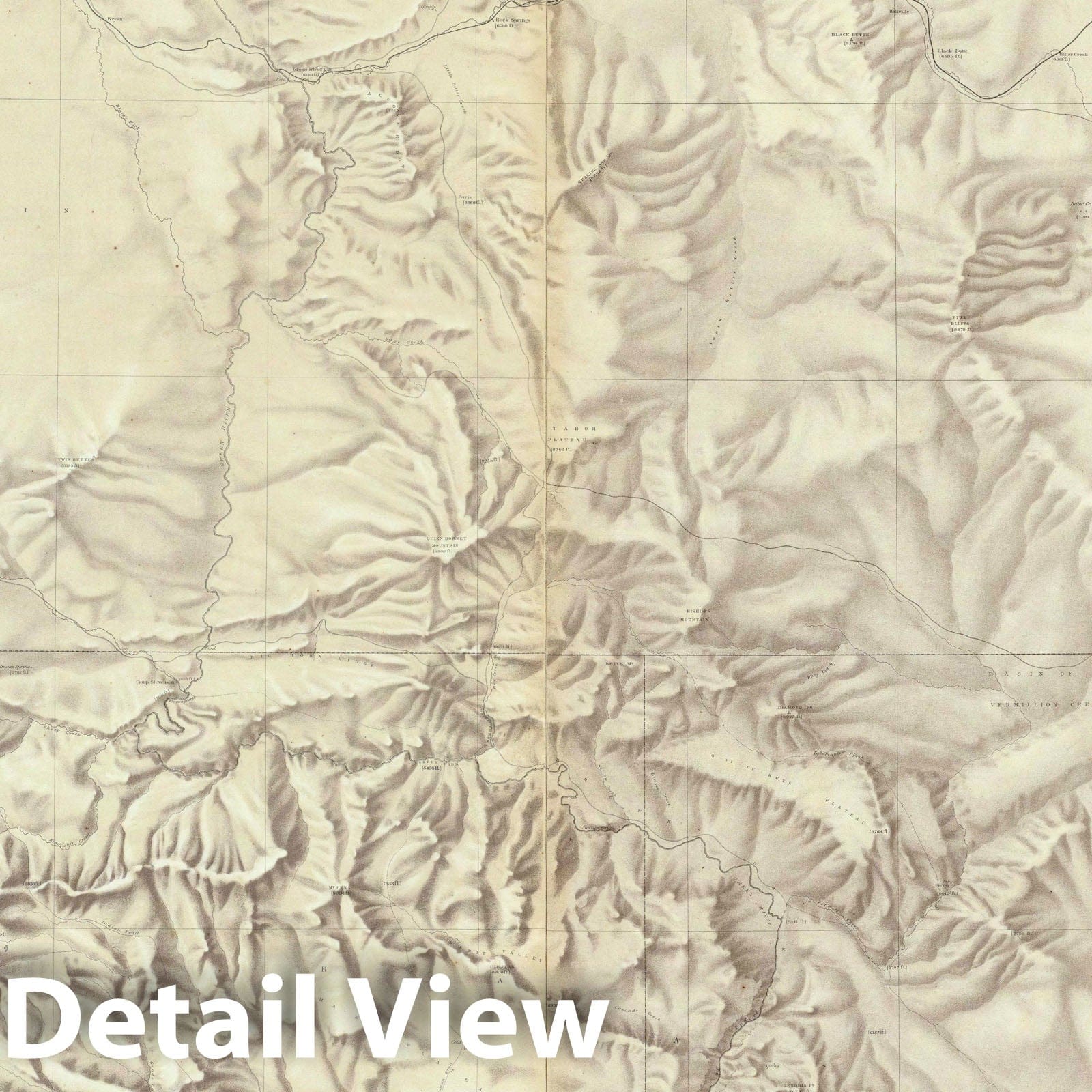 Historic Map : Geologic Atlas - 1876 Green River Basin. (Topographical) - Vintage Wall Art