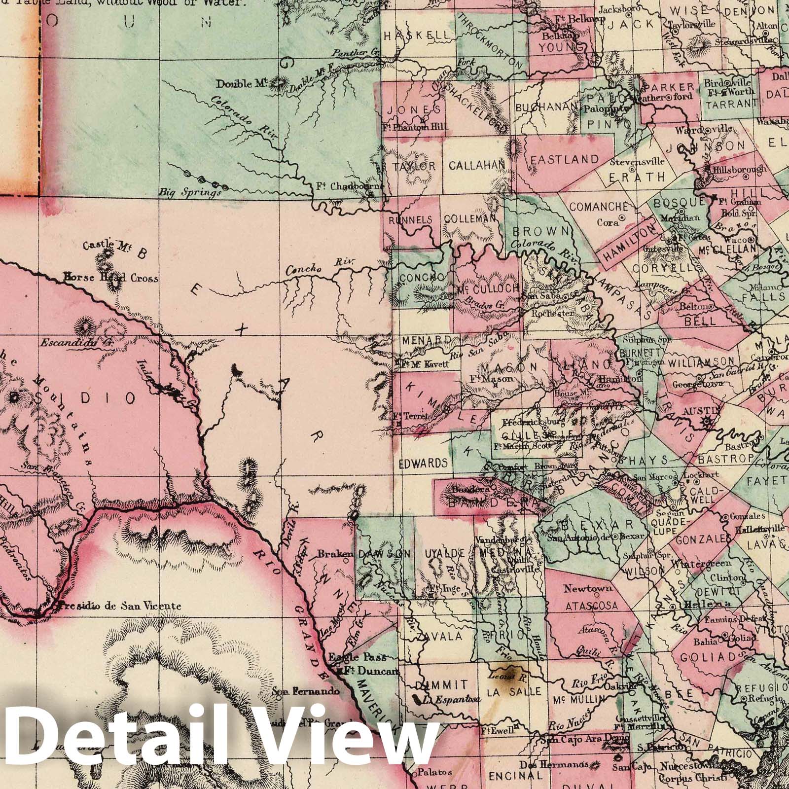 Texas, 1867 - Historical Map Print from Schonberg's Atlas